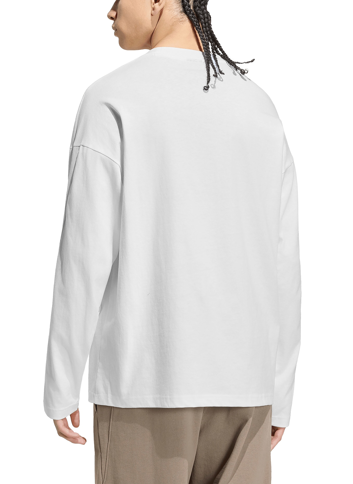 adidas Longsleeve: WEISS / SILBER / HELLBRAUN