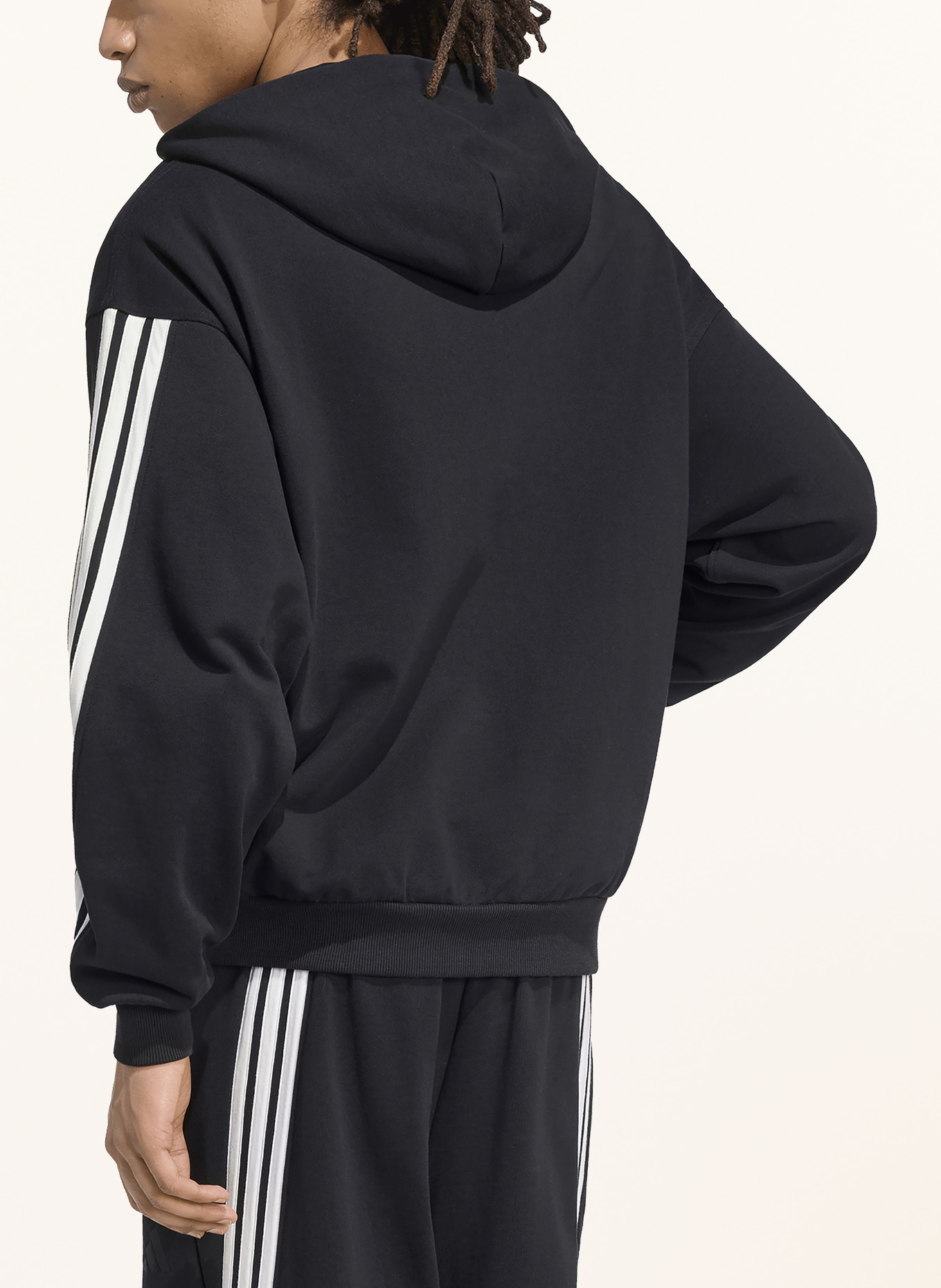 adidas Zip-up sweatshirt 3S: BLACK / WHITE