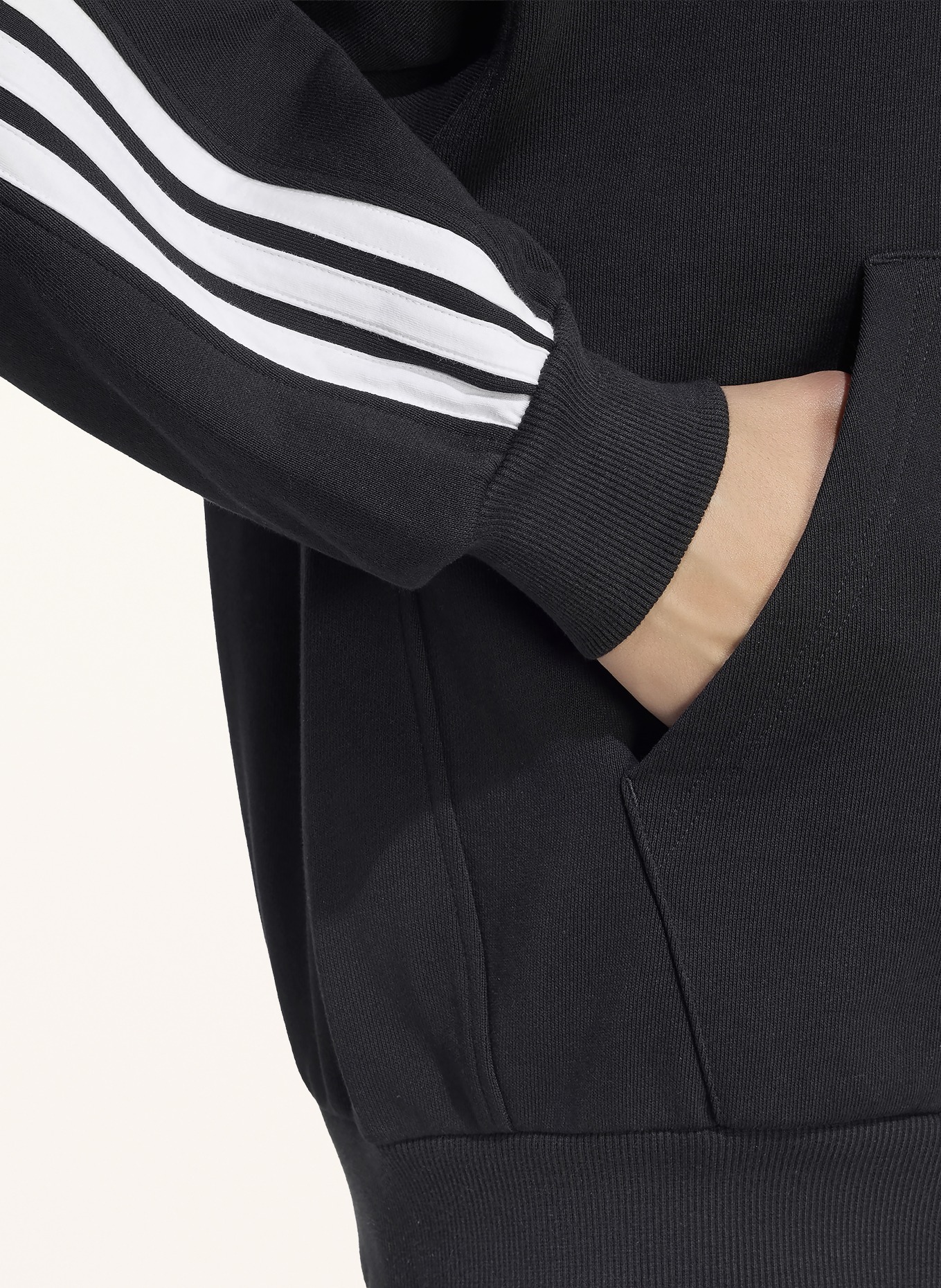 adidas Zip-up sweatshirt 3S: BLACK / WHITE