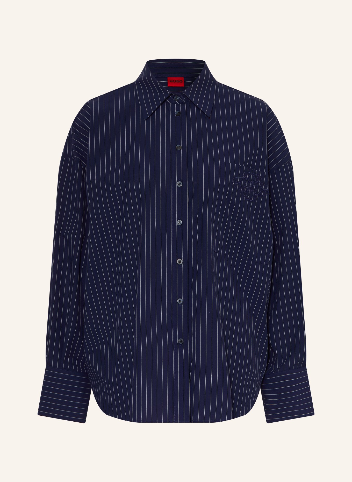 HUGO Hemdbluse: DUNKELBLAU / WEISS
