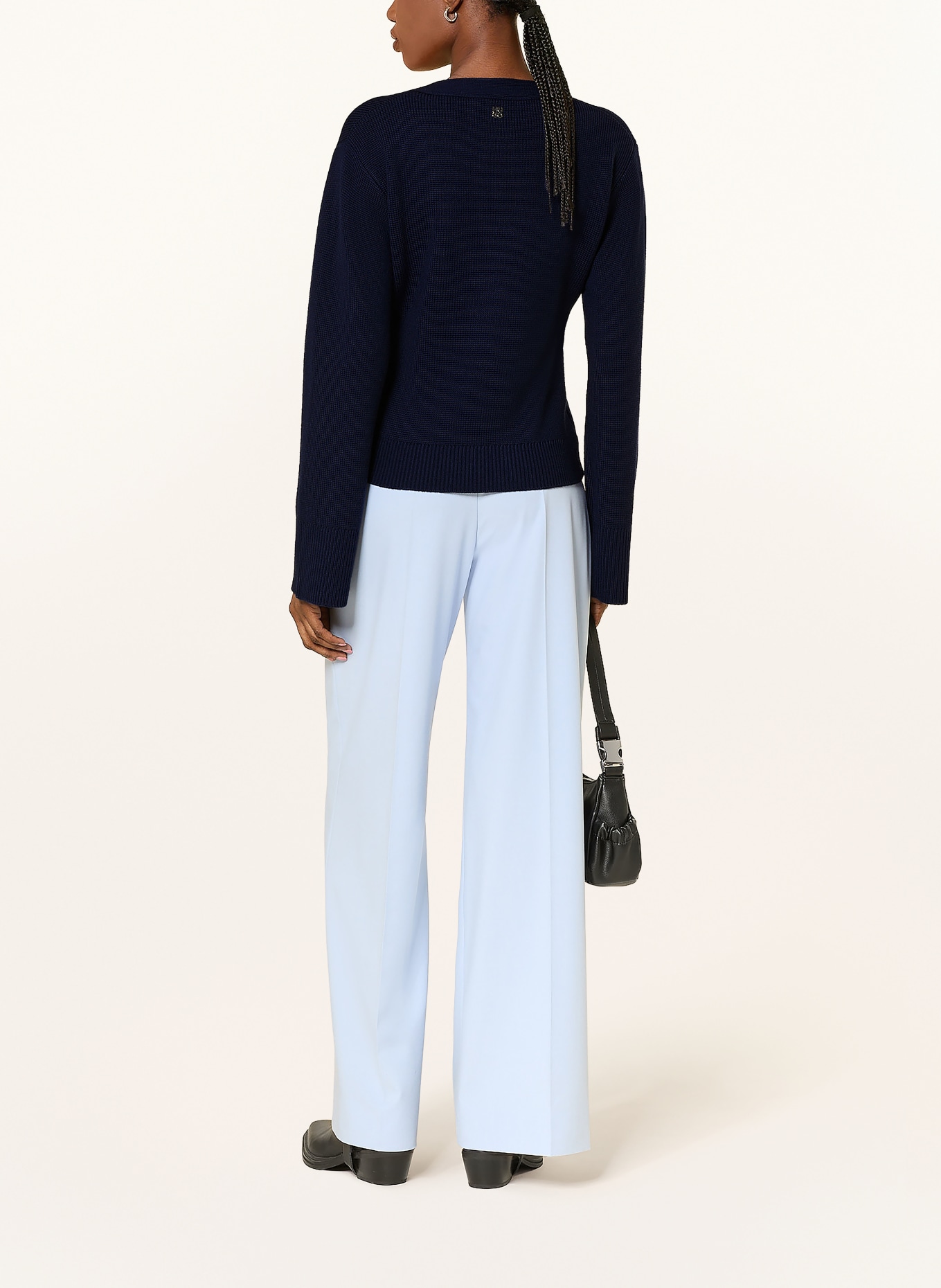 HUGO Gebreid vest SELOSY: DONKERBLAUW