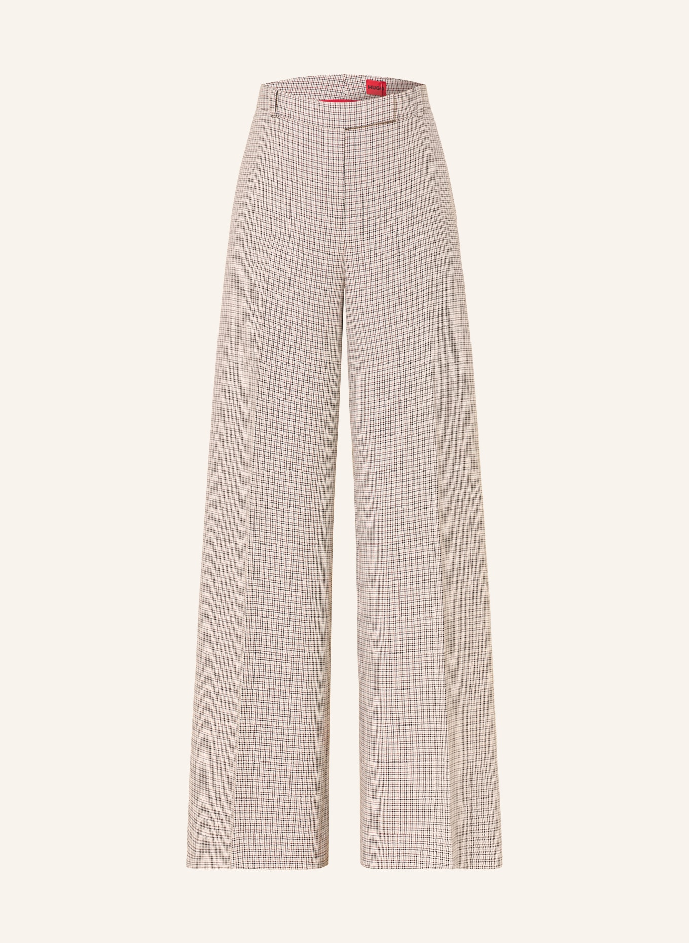 HUGO HERBERTA wide-leg trousers: BEIGE / BROWN / DARK GRAY