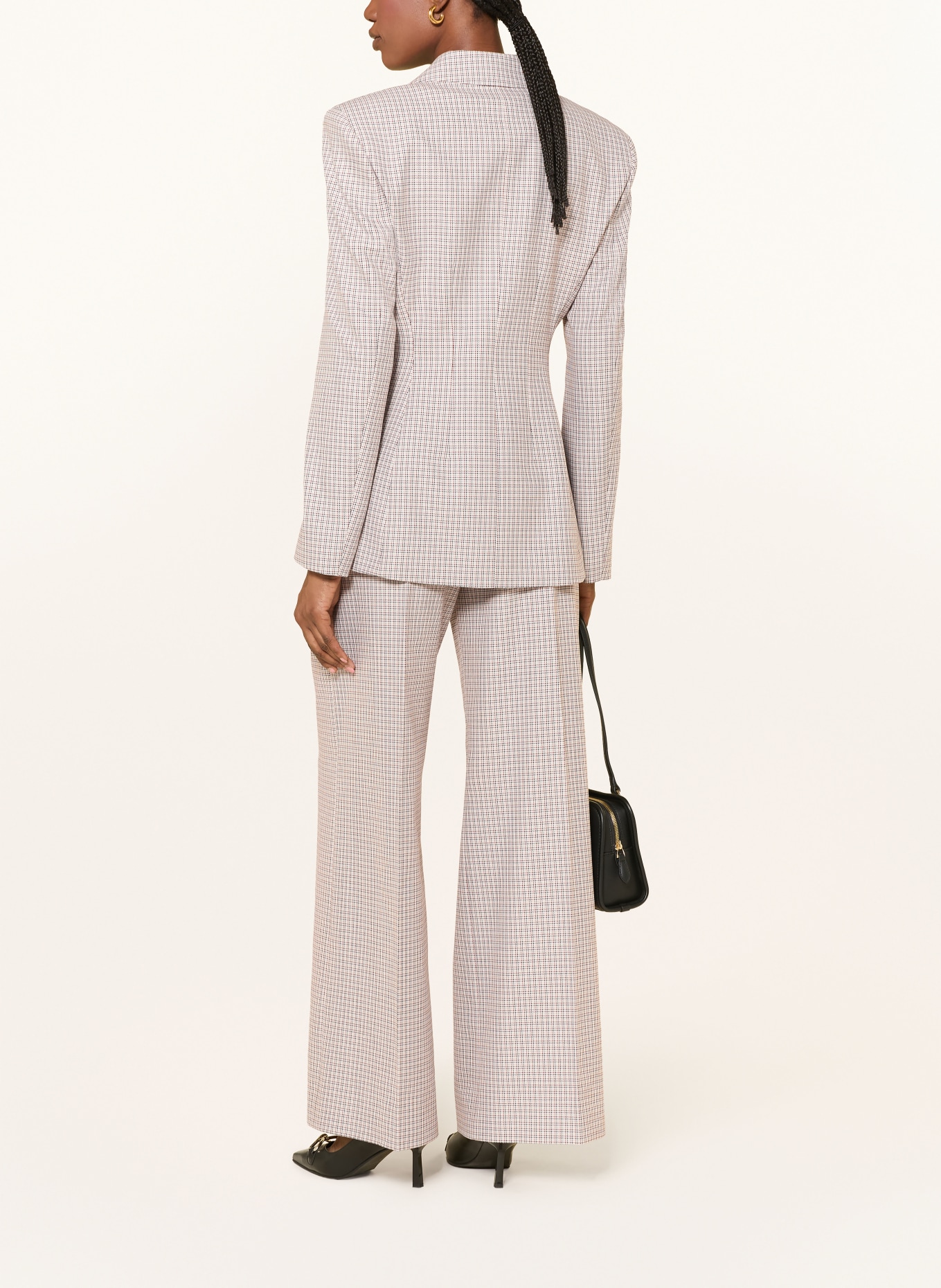 HUGO HERBERTA wide-leg trousers: BEIGE / BROWN / DARK GRAY