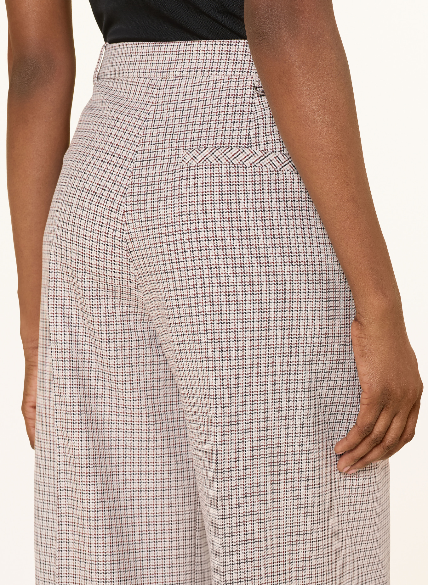 HUGO HERBERTA wide-leg trousers: BEIGE / BROWN / DARK GRAY