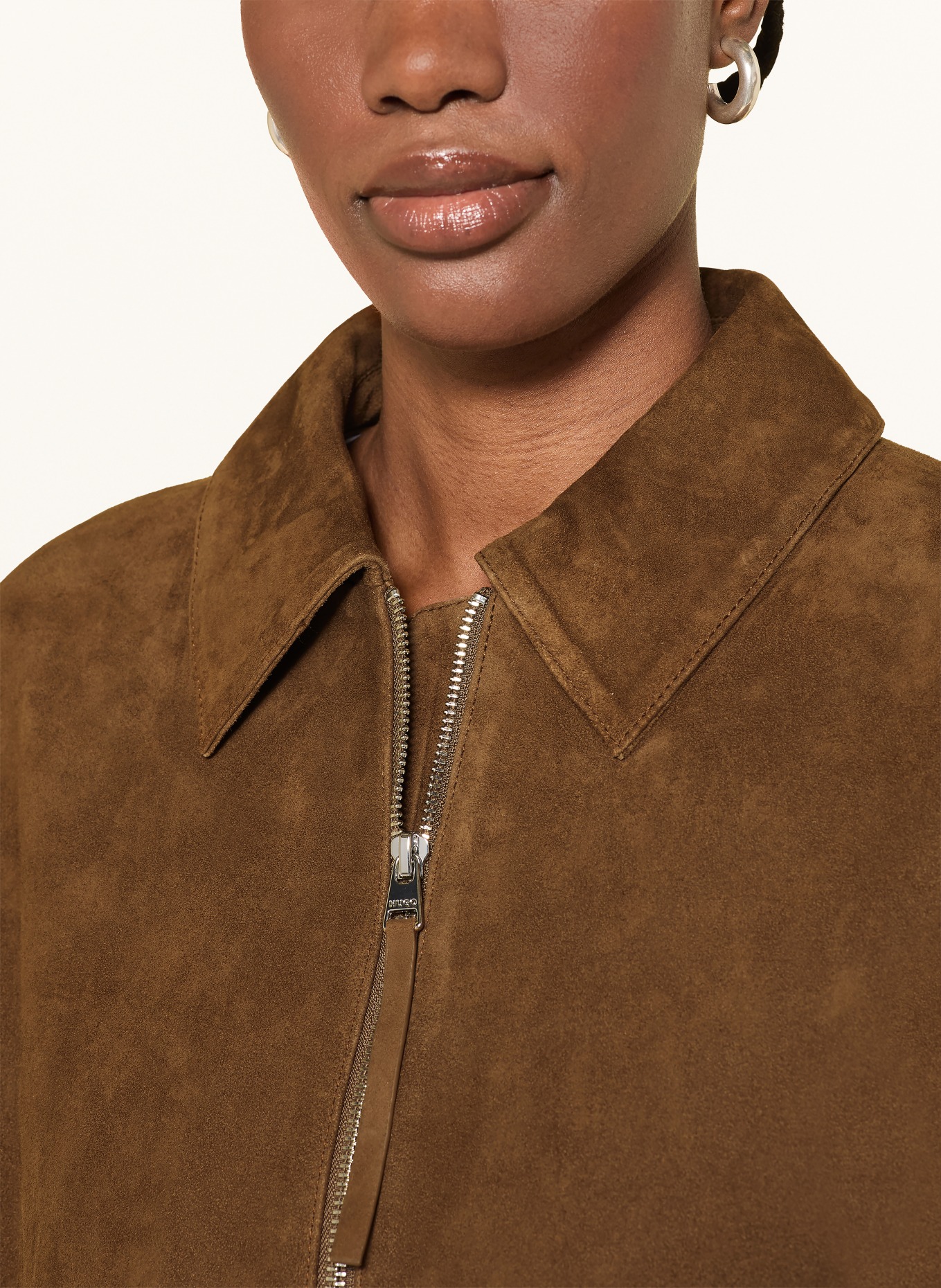 HUGO LIPH Leather Jacket: DARK BROWN
