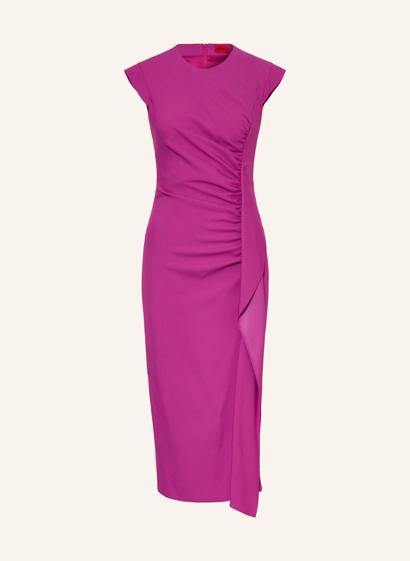 HUGO KOLENI sheath dress with ruffles: FUCHSIA