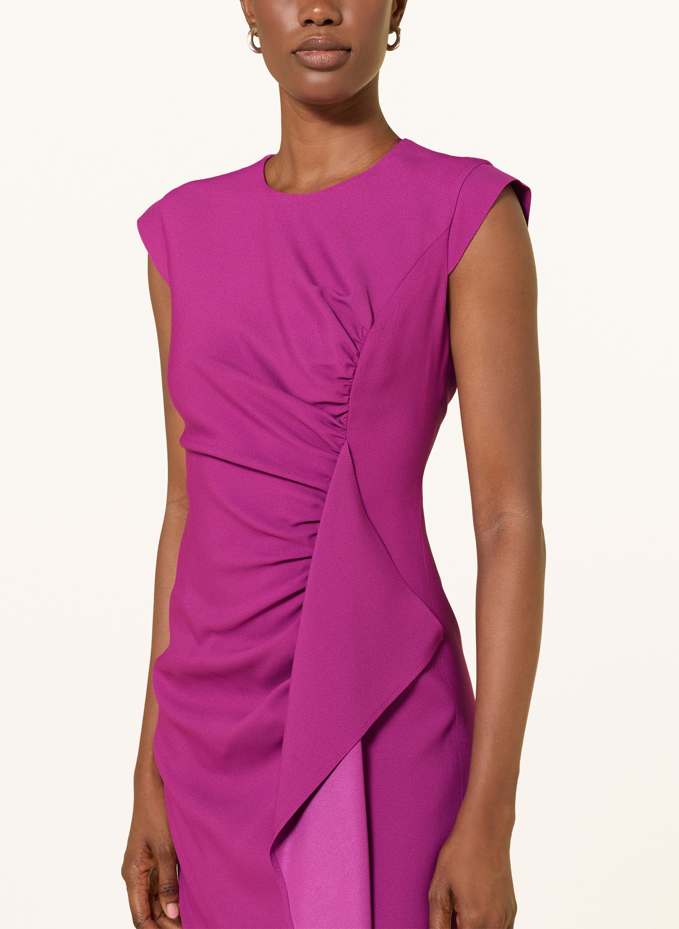 HUGO KOLENI sheath dress with ruffles: FUCHSIA