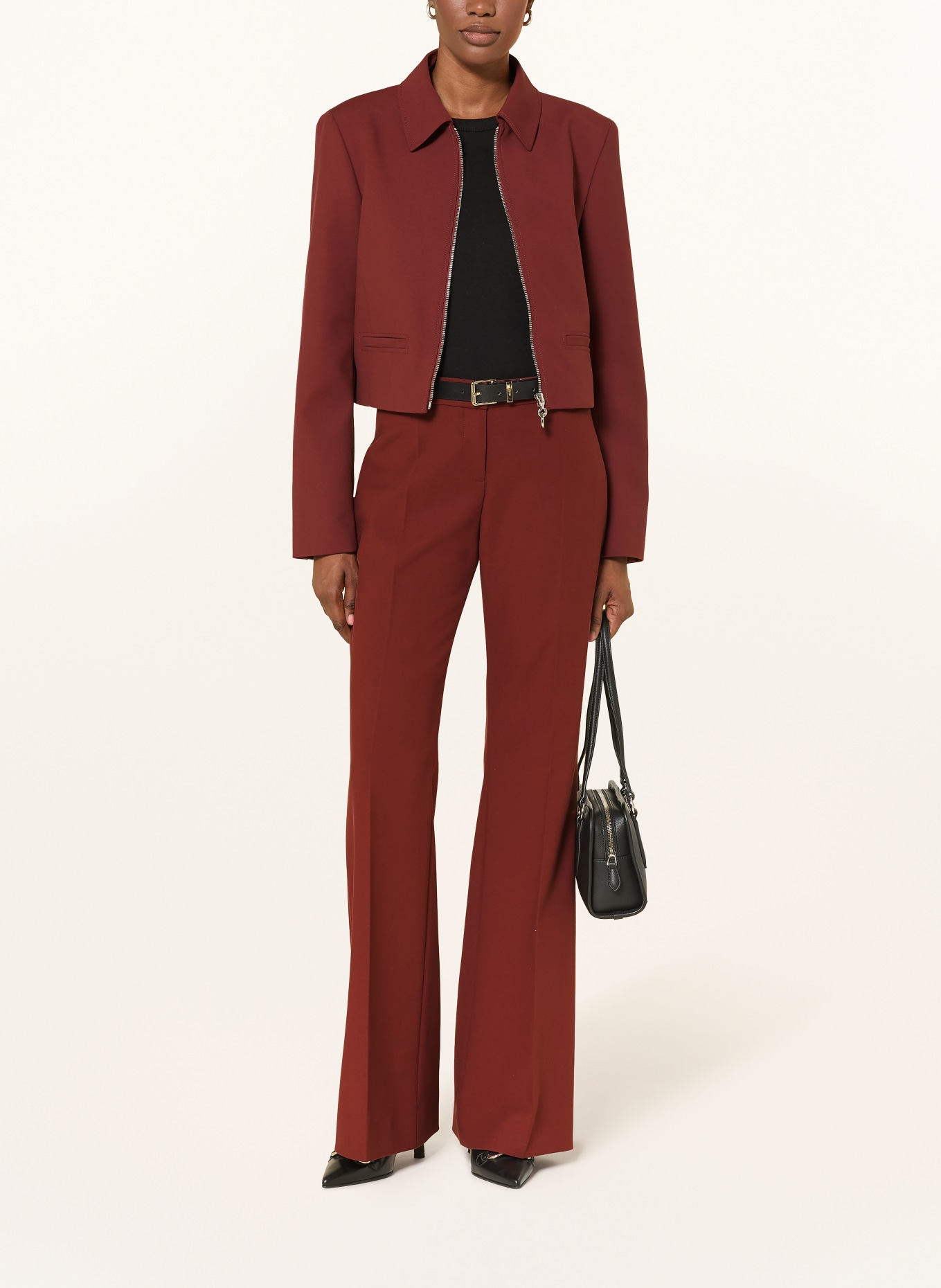 HUGO Veste boxy ANJUS: MARRON