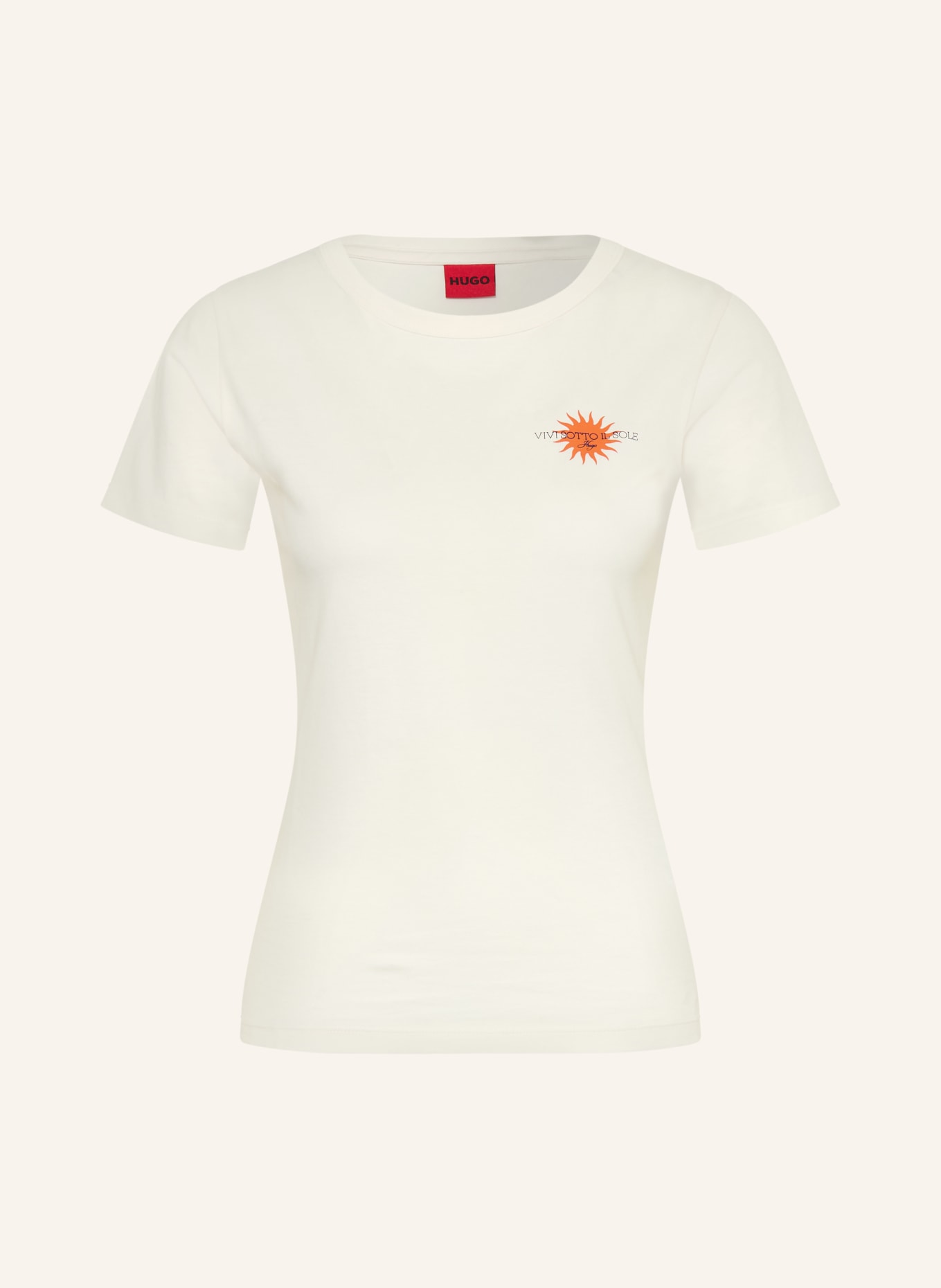 HUGO DELORIS T-shirt: ECRU / DARK ORANGE