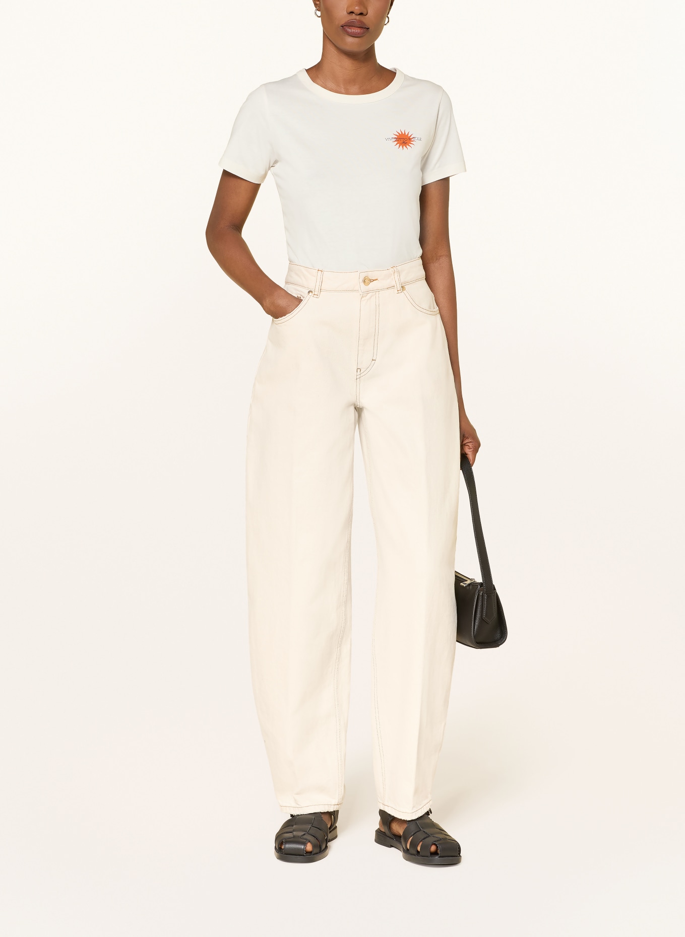 HUGO DELORIS T-shirt: ECRU / DARK ORANGE