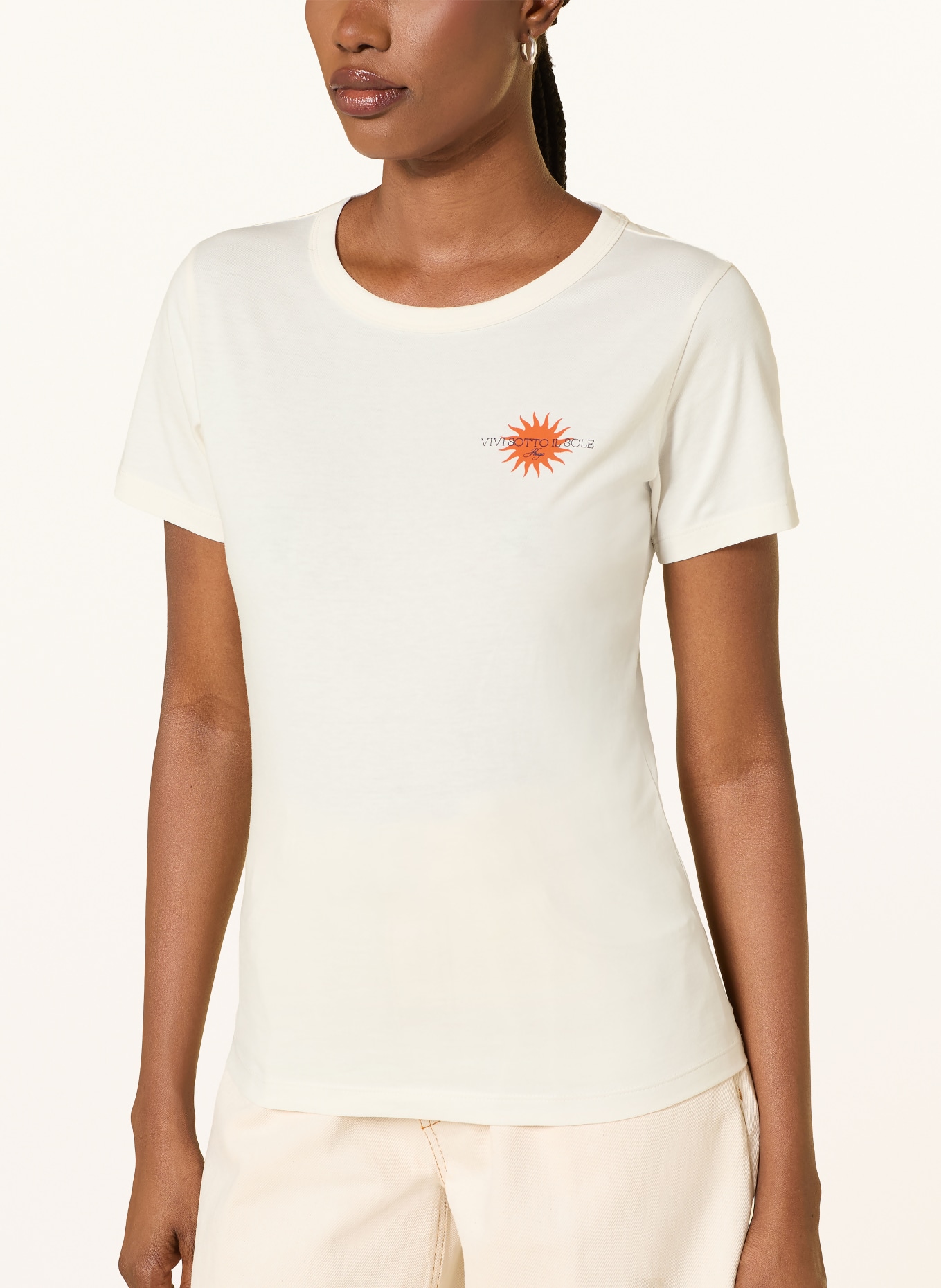 HUGO DELORIS T-shirt: ECRU / DARK ORANGE