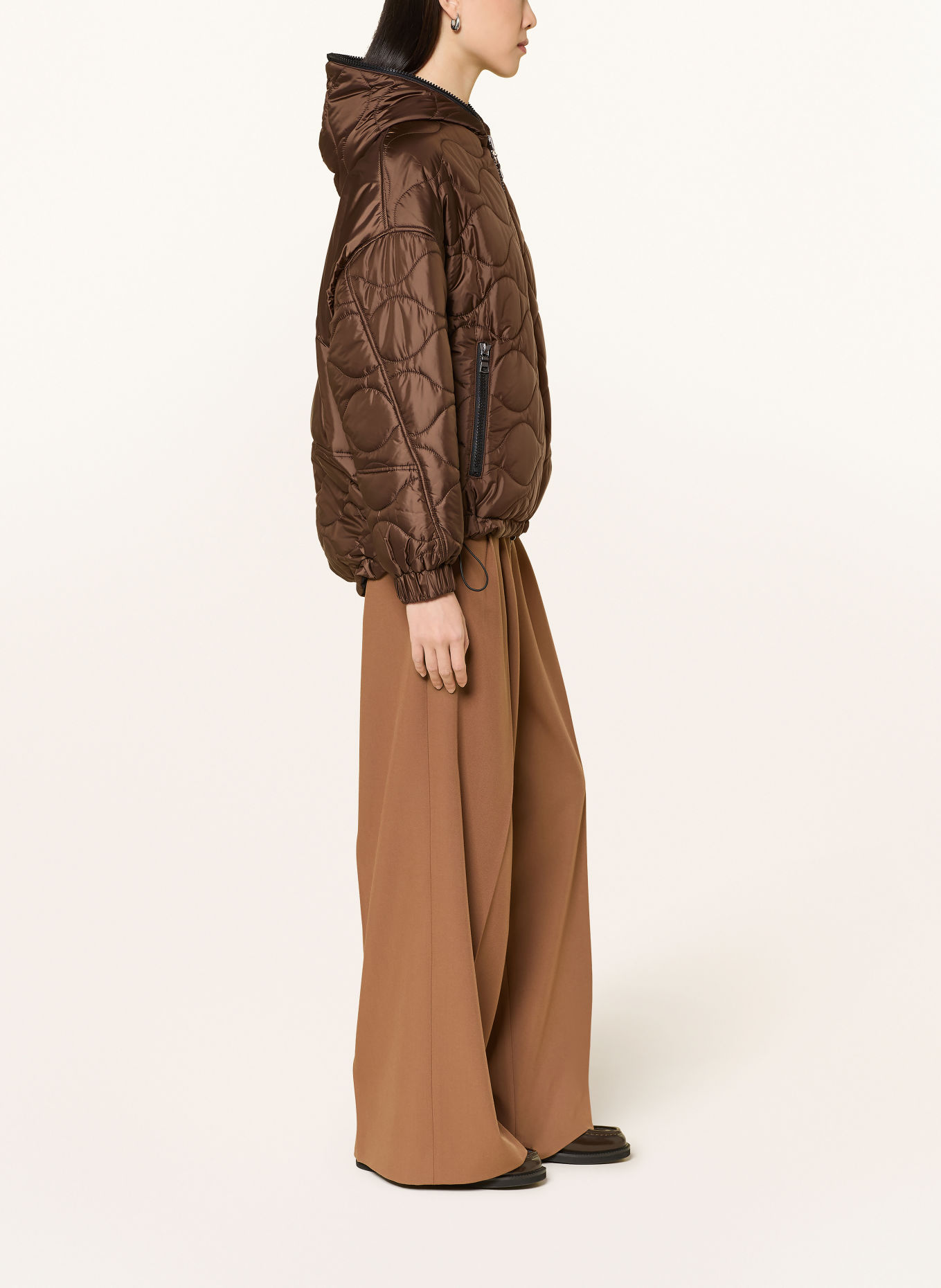 No.1 Como Omkeerbare gewatteerde jas BORGO: MARRON FONCÉ