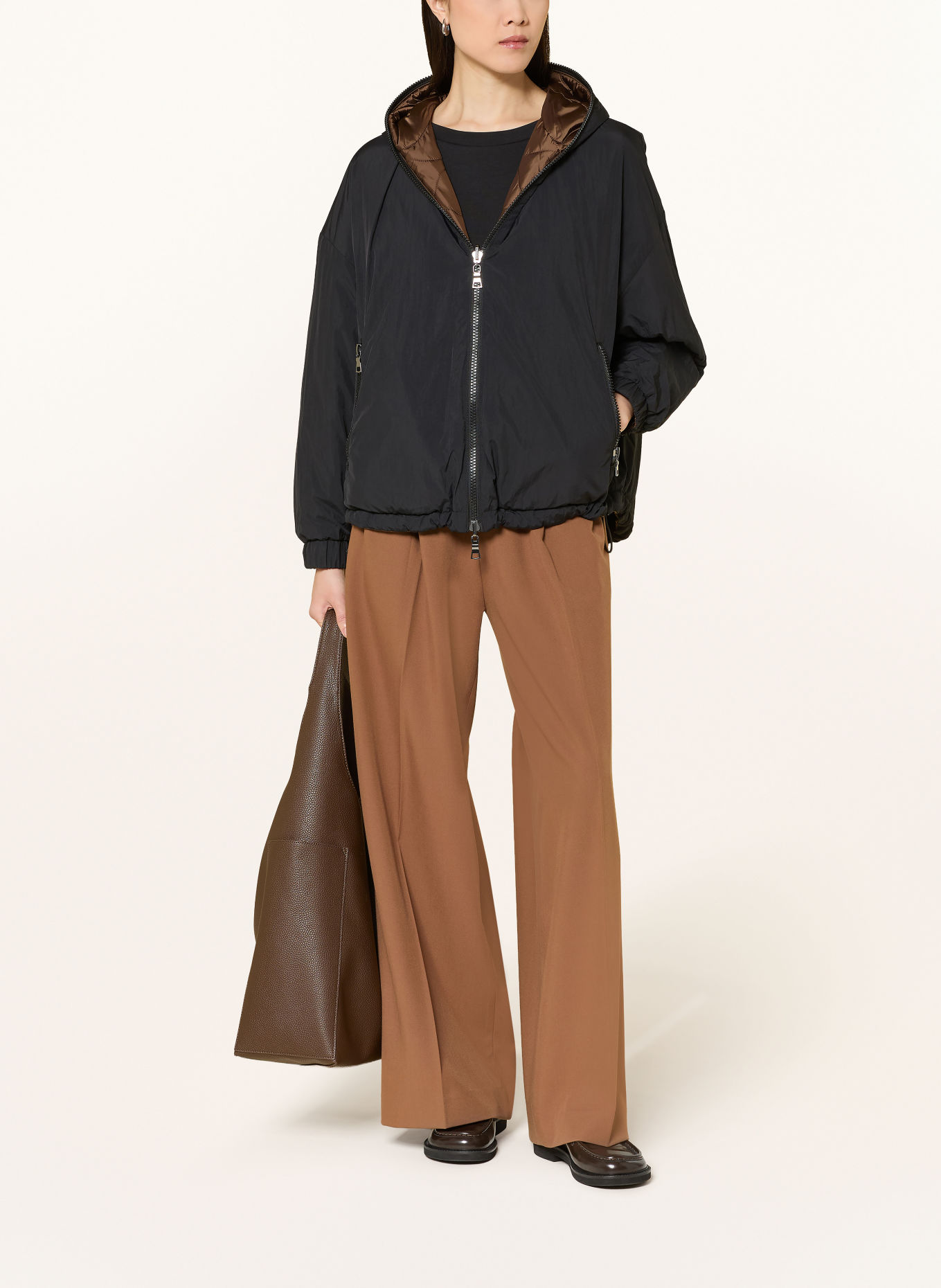 No.1 Como Omkeerbare gewatteerde jas BORGO: MARRON FONCÉ