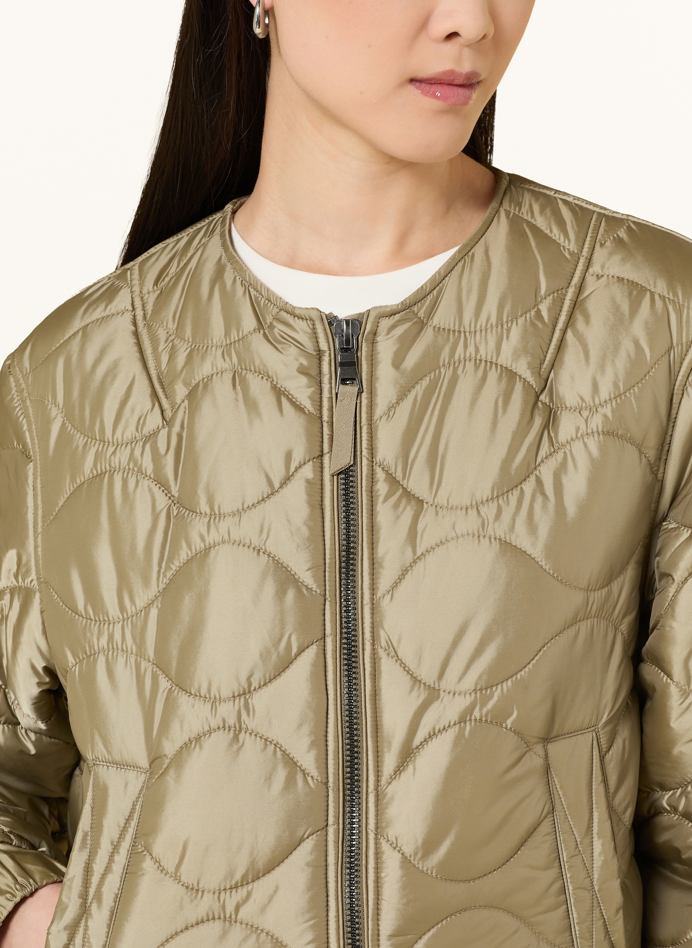 No.1 Como MASSA gewatteerd jack met afneembare kunstbontkraag: BEIGE / CRÈME