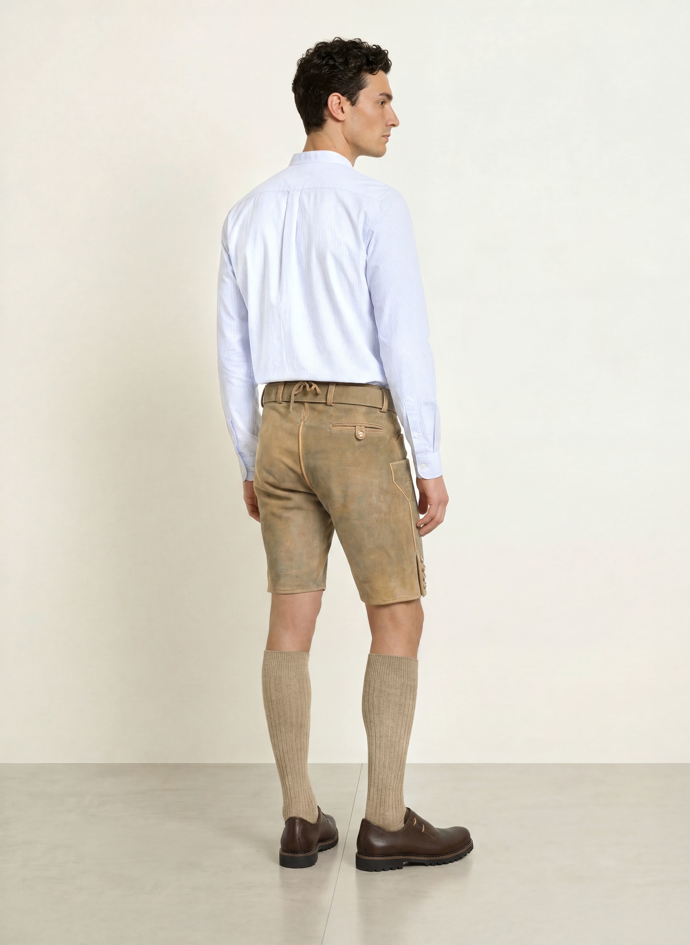 HIRSCHER FREILASSING Traditional leather trousers: BEIGE
