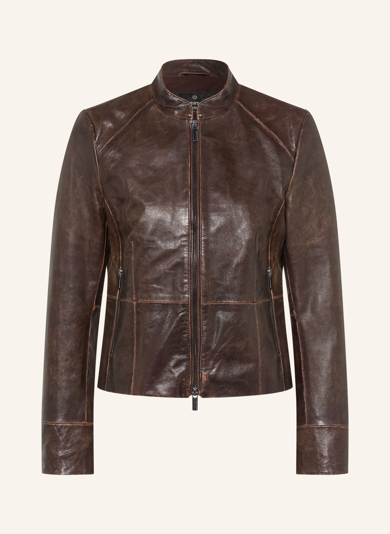 MILESTONE Lederjacke MSZADIE: DUNKELBRAUN