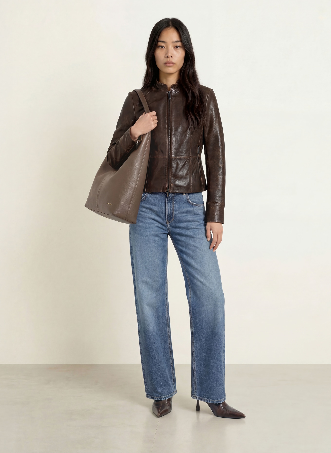 MILESTONE Lederjacke MSZADIE: DUNKELBRAUN