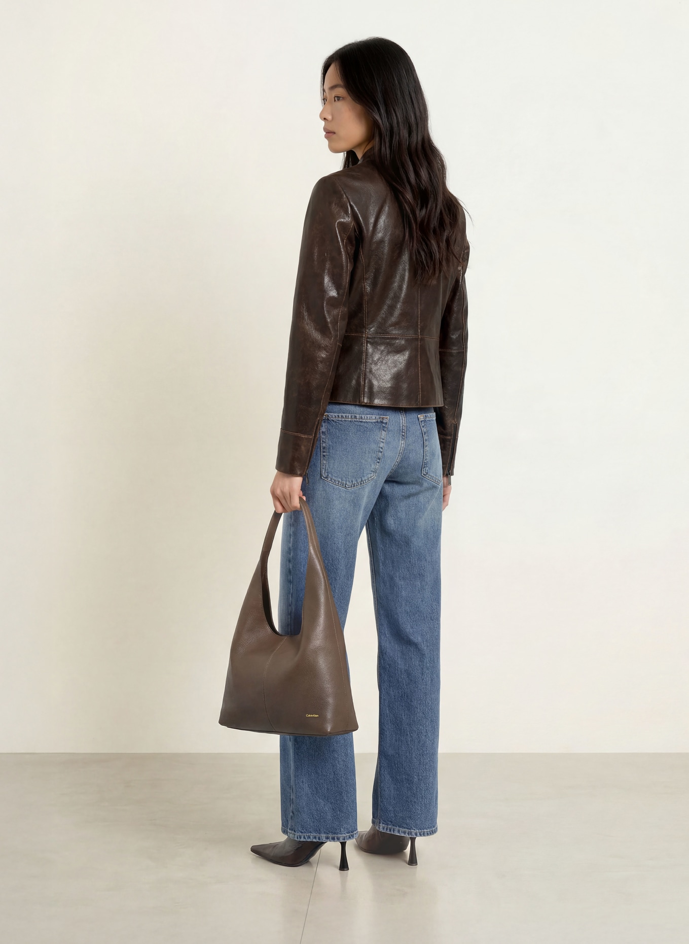 MILESTONE Lederjacke MSZADIE: DUNKELBRAUN
