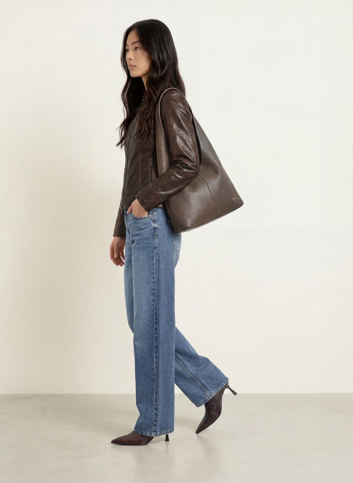 MILESTONE Lederjacke MSZADIE: DUNKELBRAUN