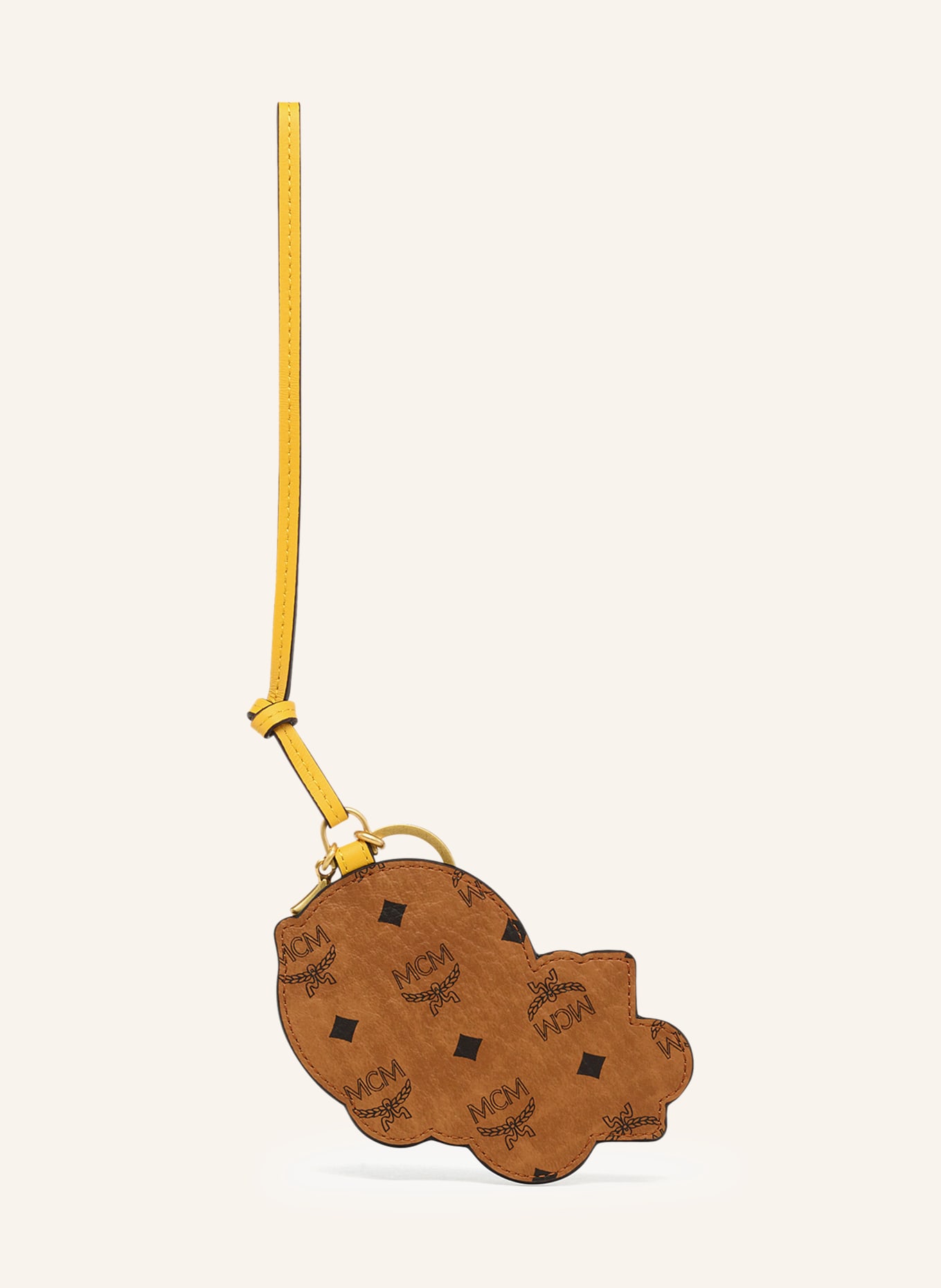 MCM Bag charm: DARK BROWN / GOLD / YELLOW