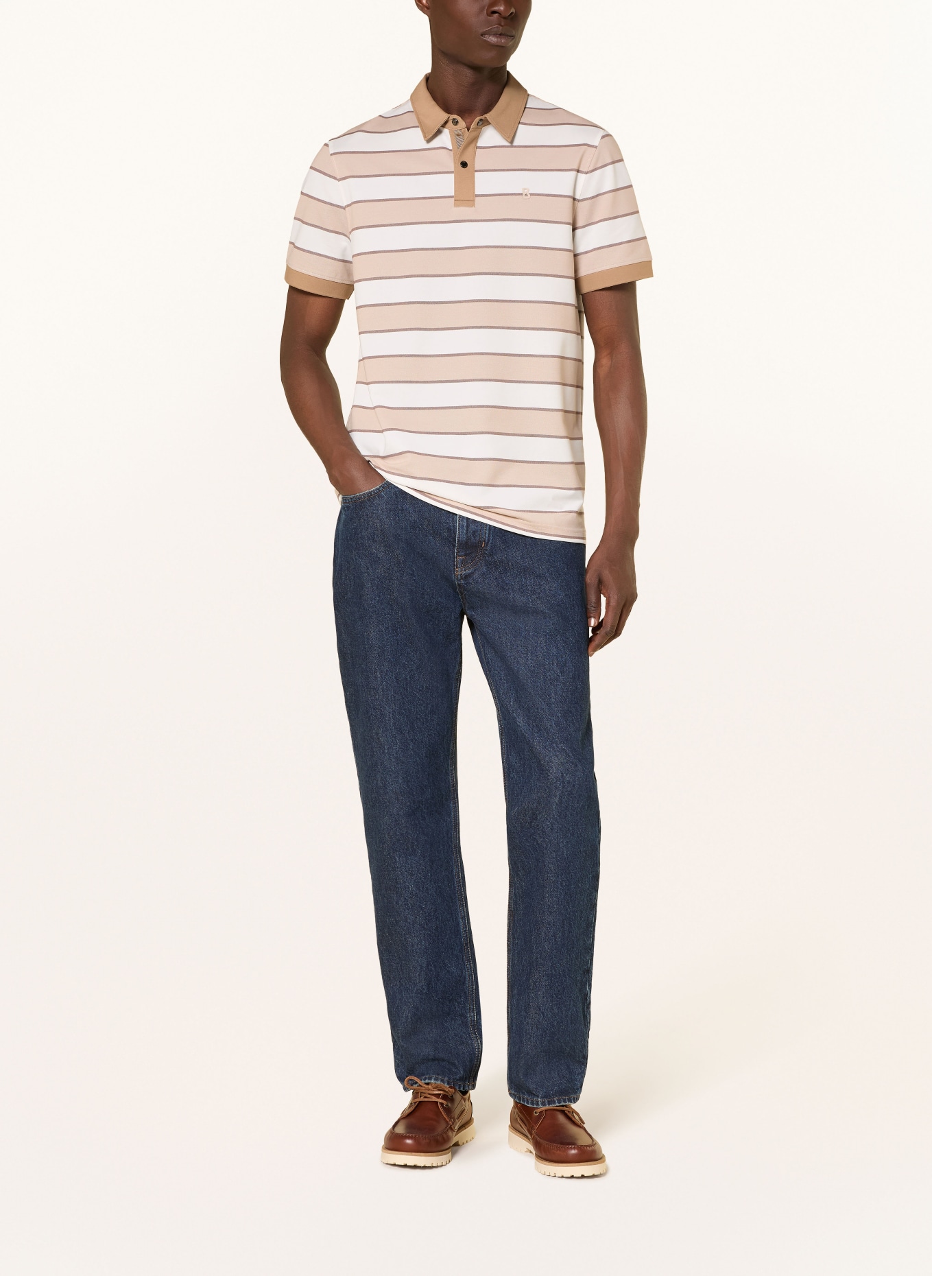 BOGNER Piqué-Poloshirt TIMO-5F Regular Fit: CREME / DUNKELBRAUN / BEIGE