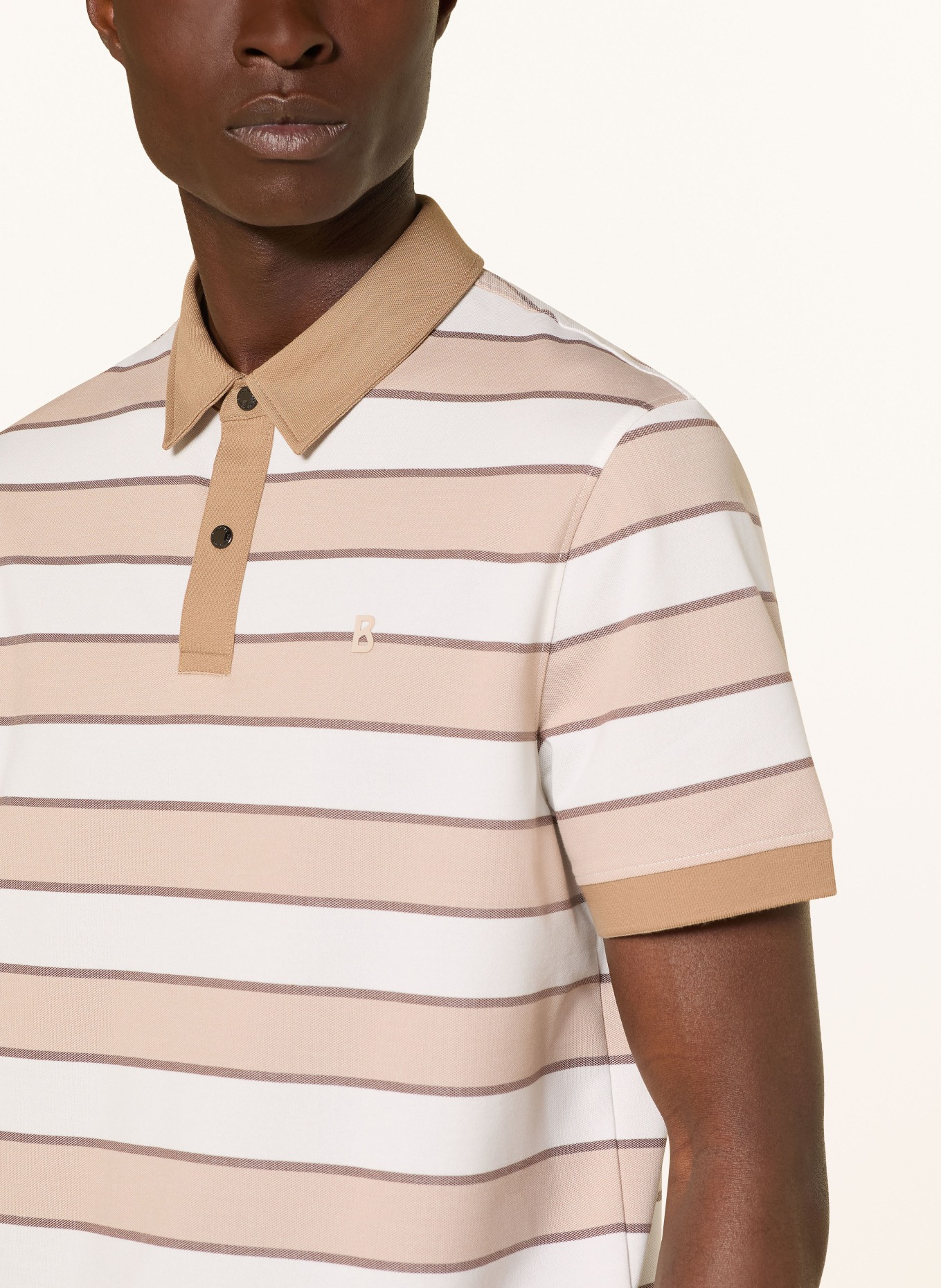 BOGNER Piqué-Poloshirt TIMO-5F Regular Fit: CREME / DUNKELBRAUN / BEIGE