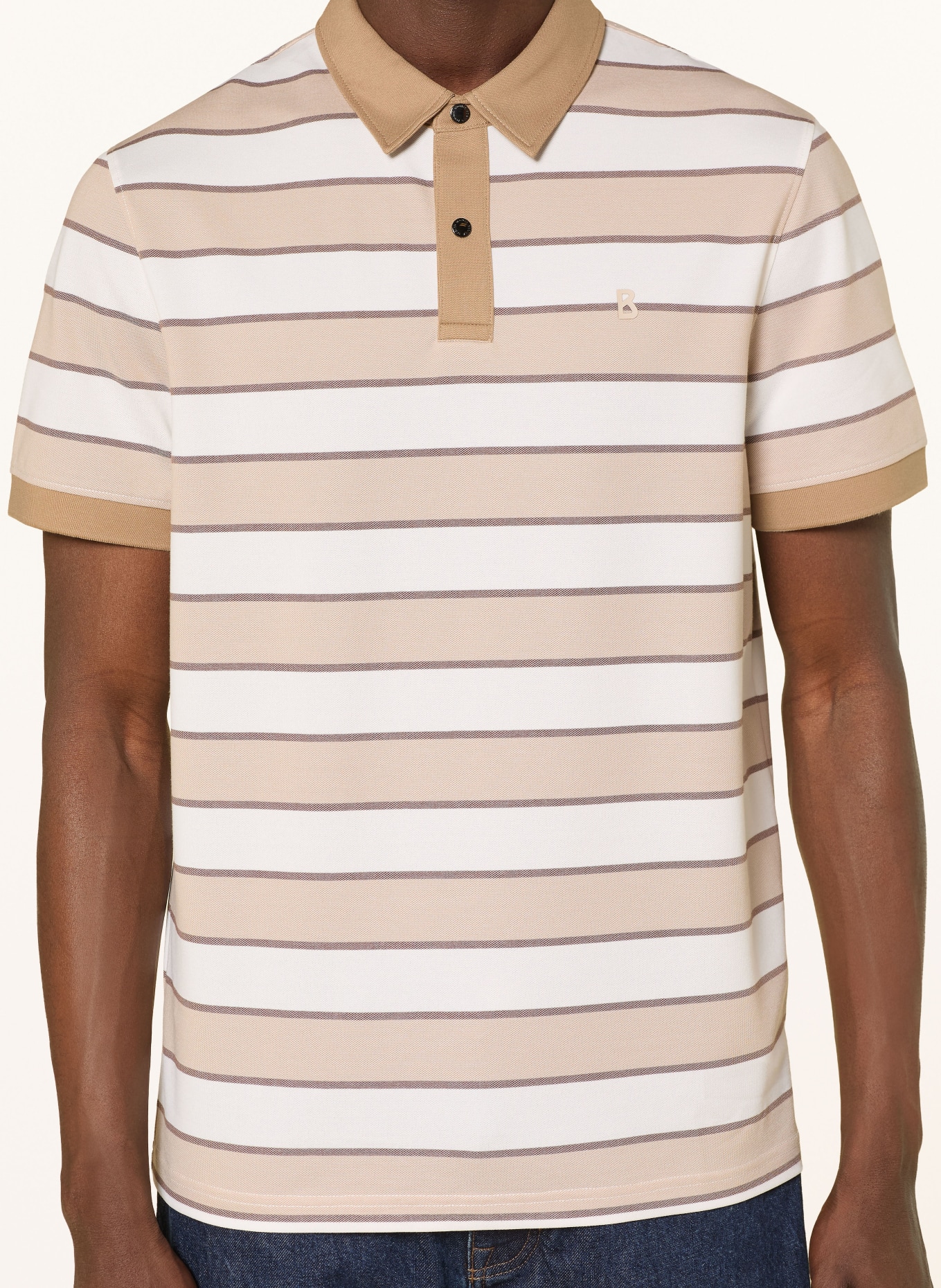 BOGNER Piqué-Poloshirt TIMO-5F Regular Fit: CREME / DUNKELBRAUN / BEIGE