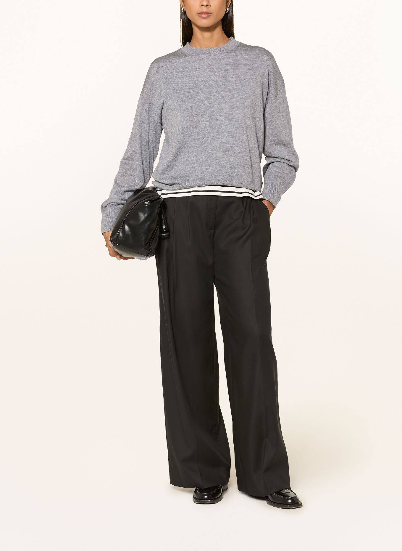 darling harbour Trui van merinowol: GREY MELANGE