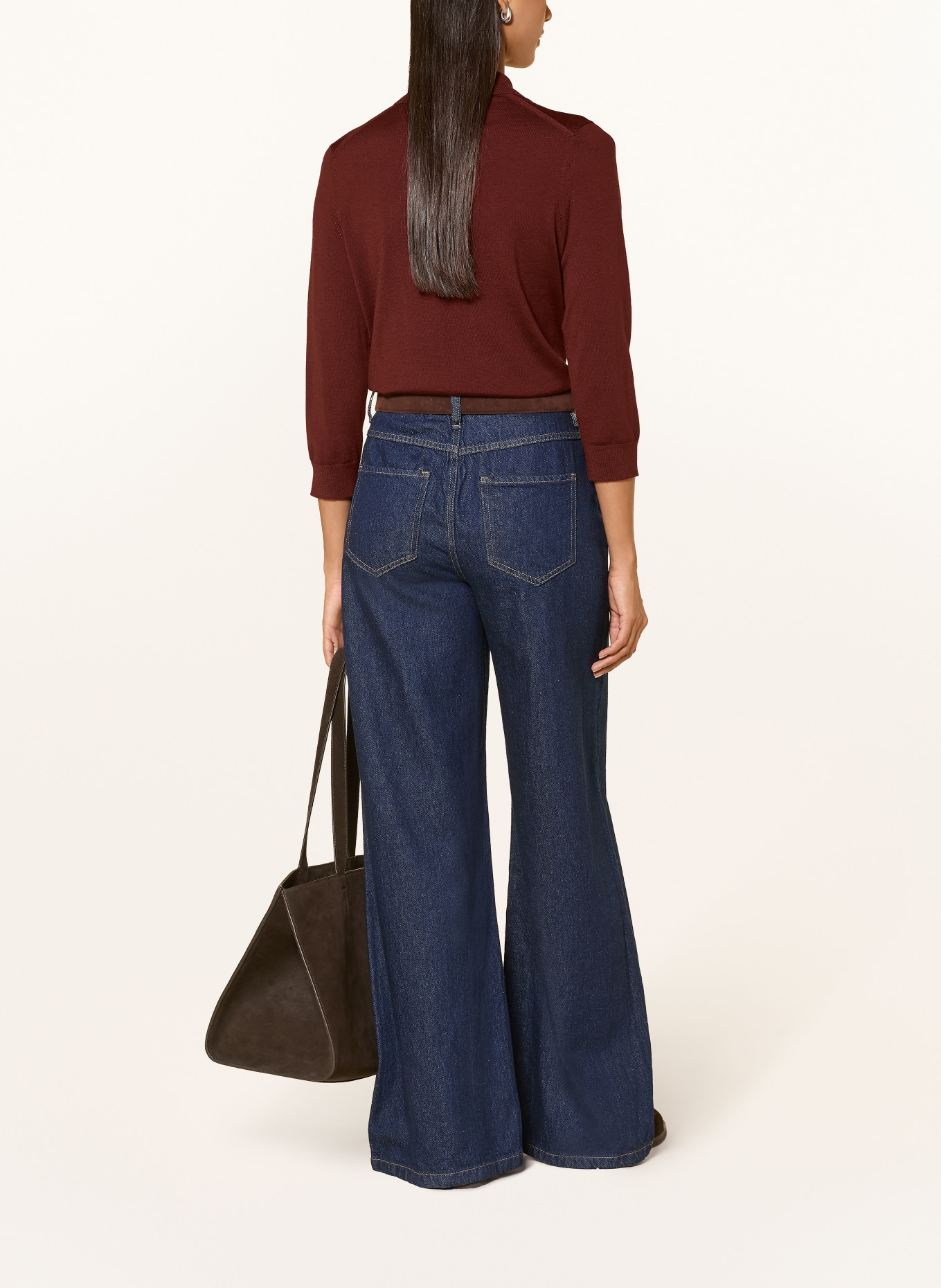 darling harbour Strick-Poloshirt mit 3/4-Arm: CINNAMON