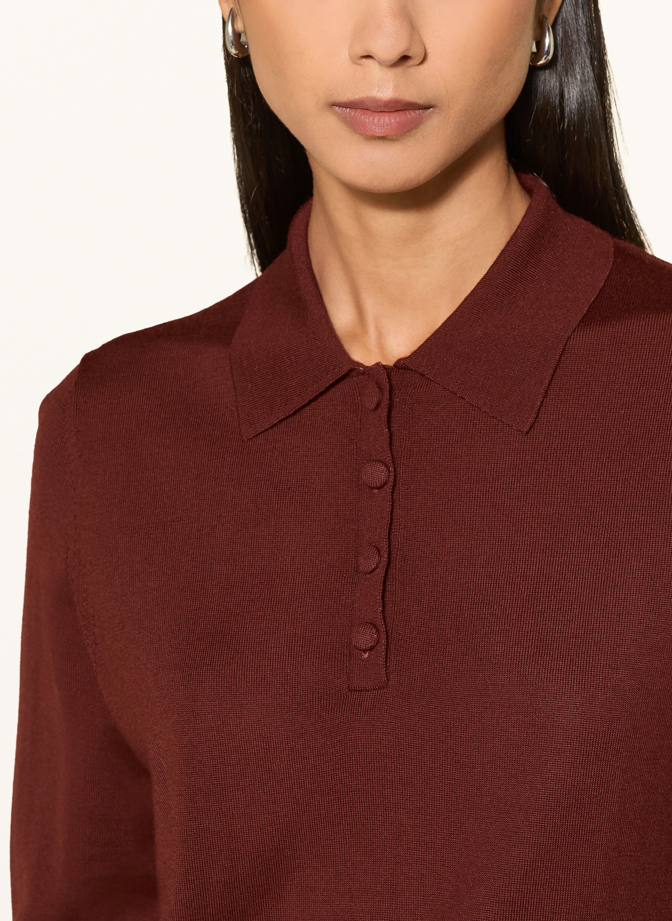 darling harbour Strick-Poloshirt mit 3/4-Arm: CINNAMON
