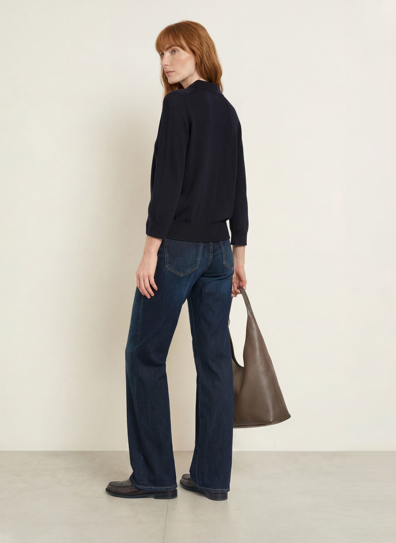 darling harbour Strick-Poloshirt mit 3/4-Arm: NAVY