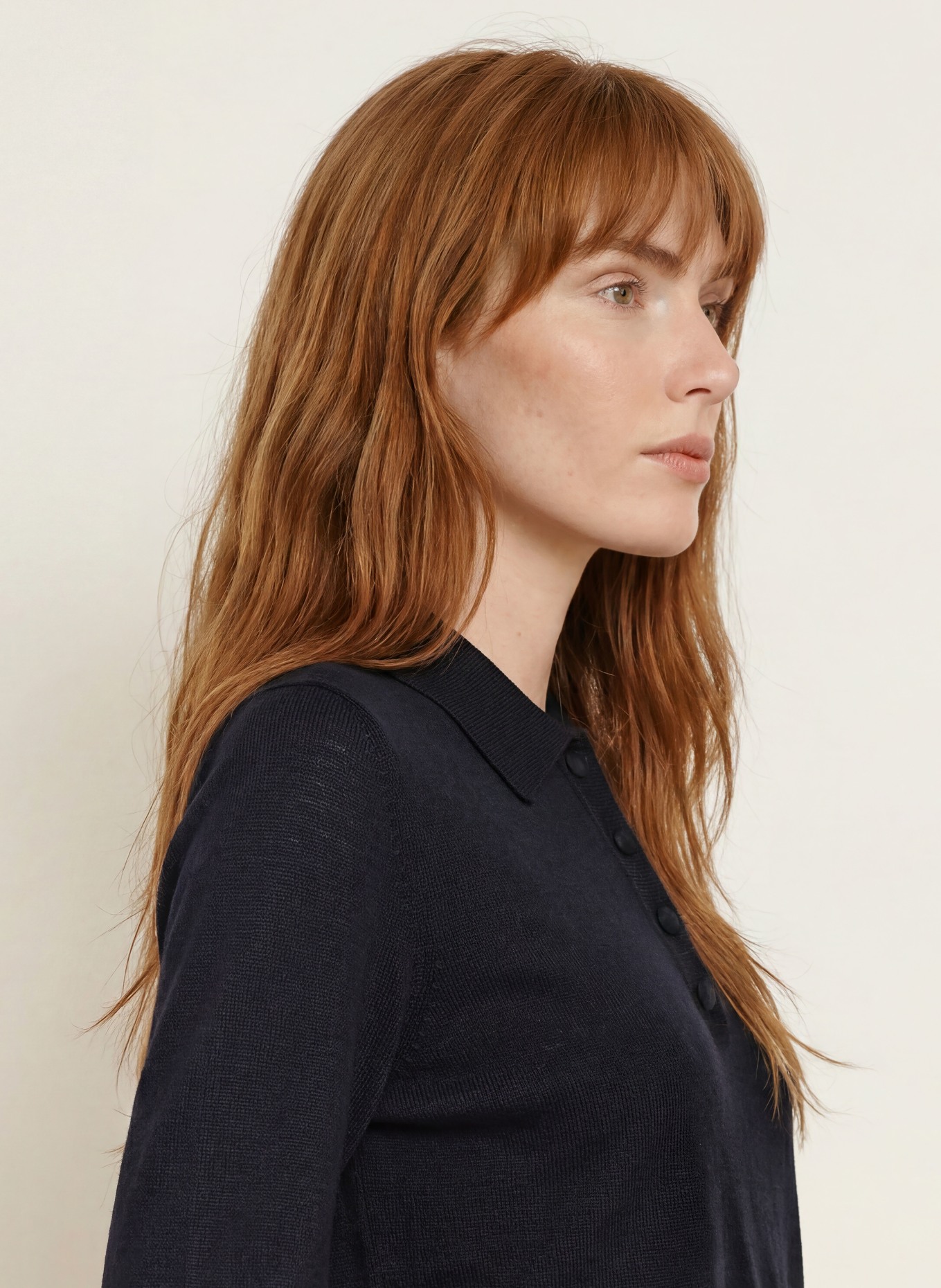 darling harbour Strick-Poloshirt mit 3/4-Arm: NAVY