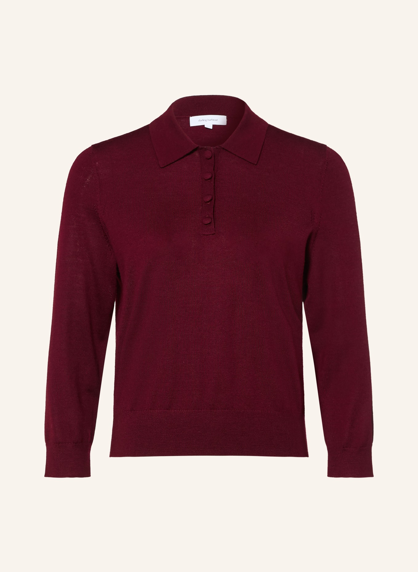 darling harbour Knit polo shirt with 3/4 sleeves: BURGUNDY