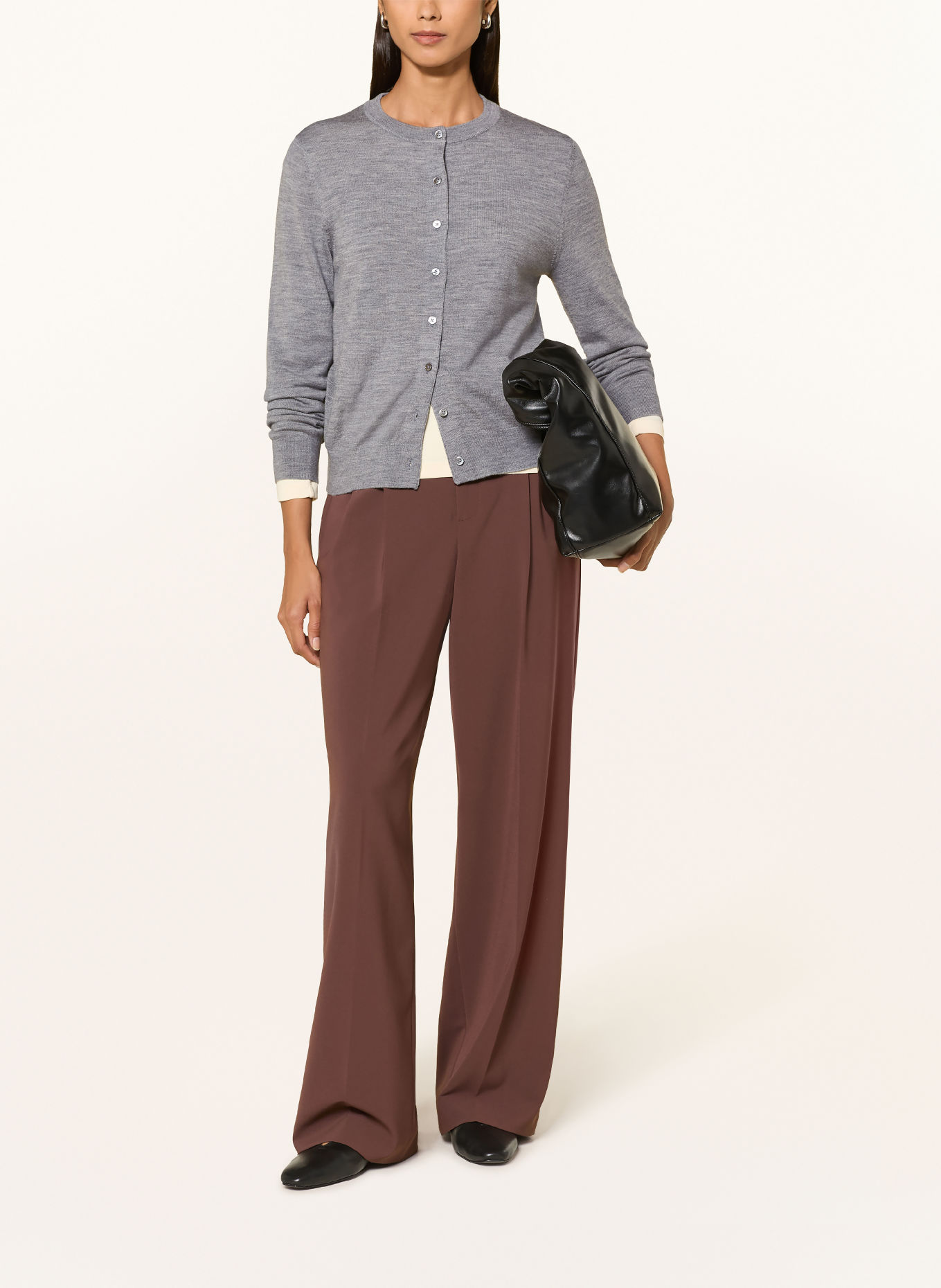 darling harbour Strickjacke aus Merinowolle: GREY MELANGE