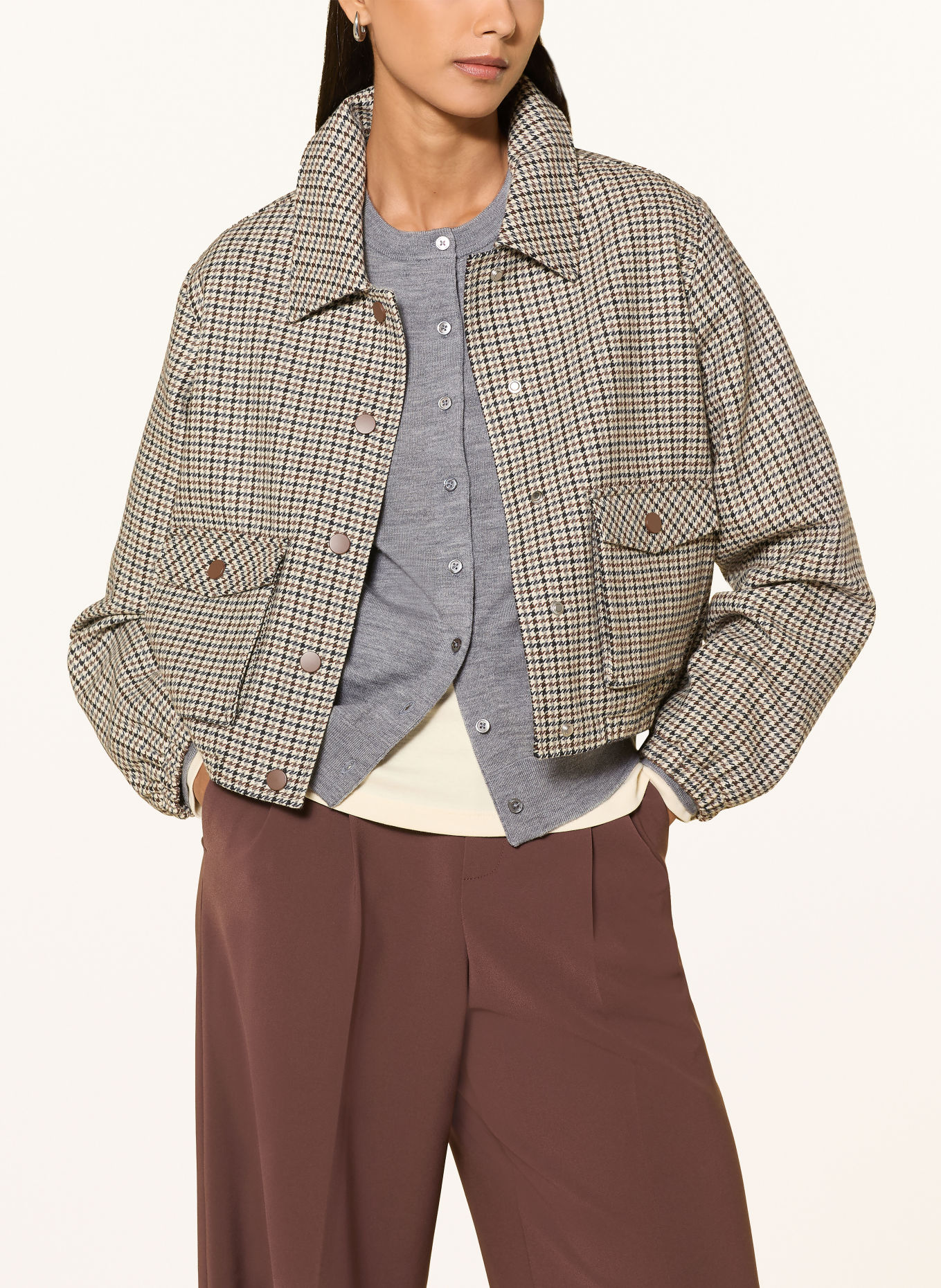 darling harbour Strickjacke aus Merinowolle: GREY MELANGE