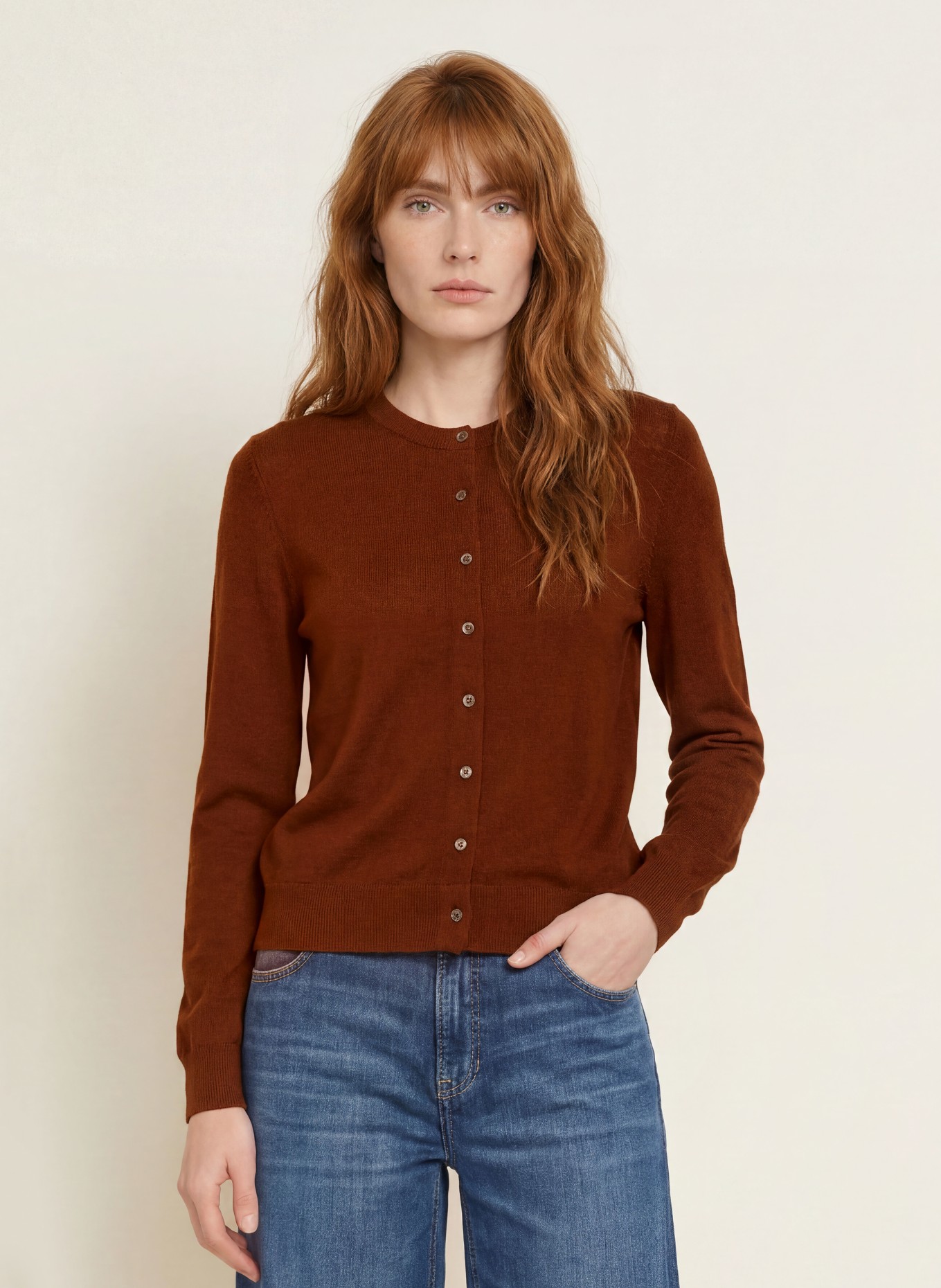 darling harbour Vest van merinowol: CINNAMON