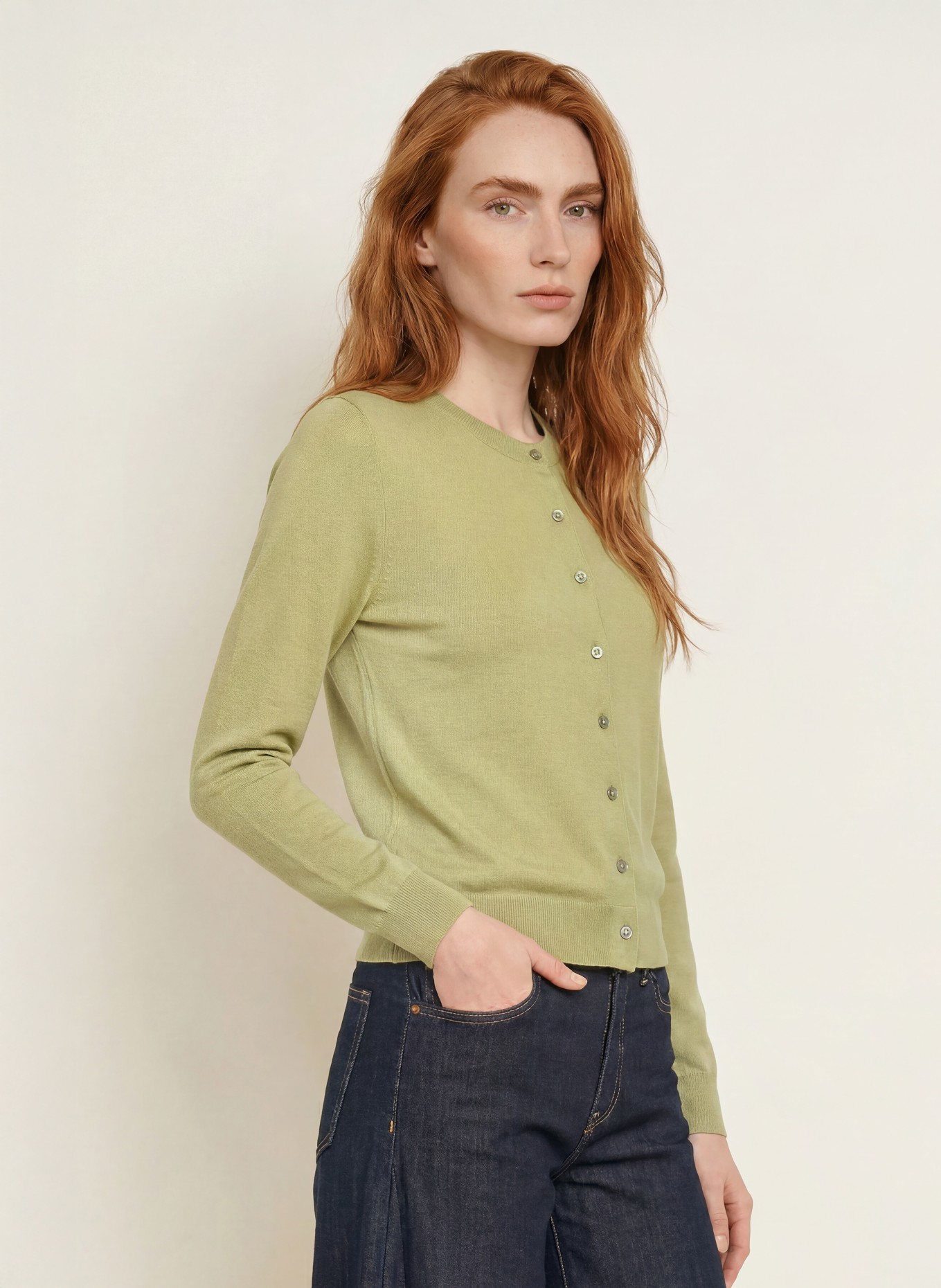 darling harbour Vest van merinowol: Tea Green