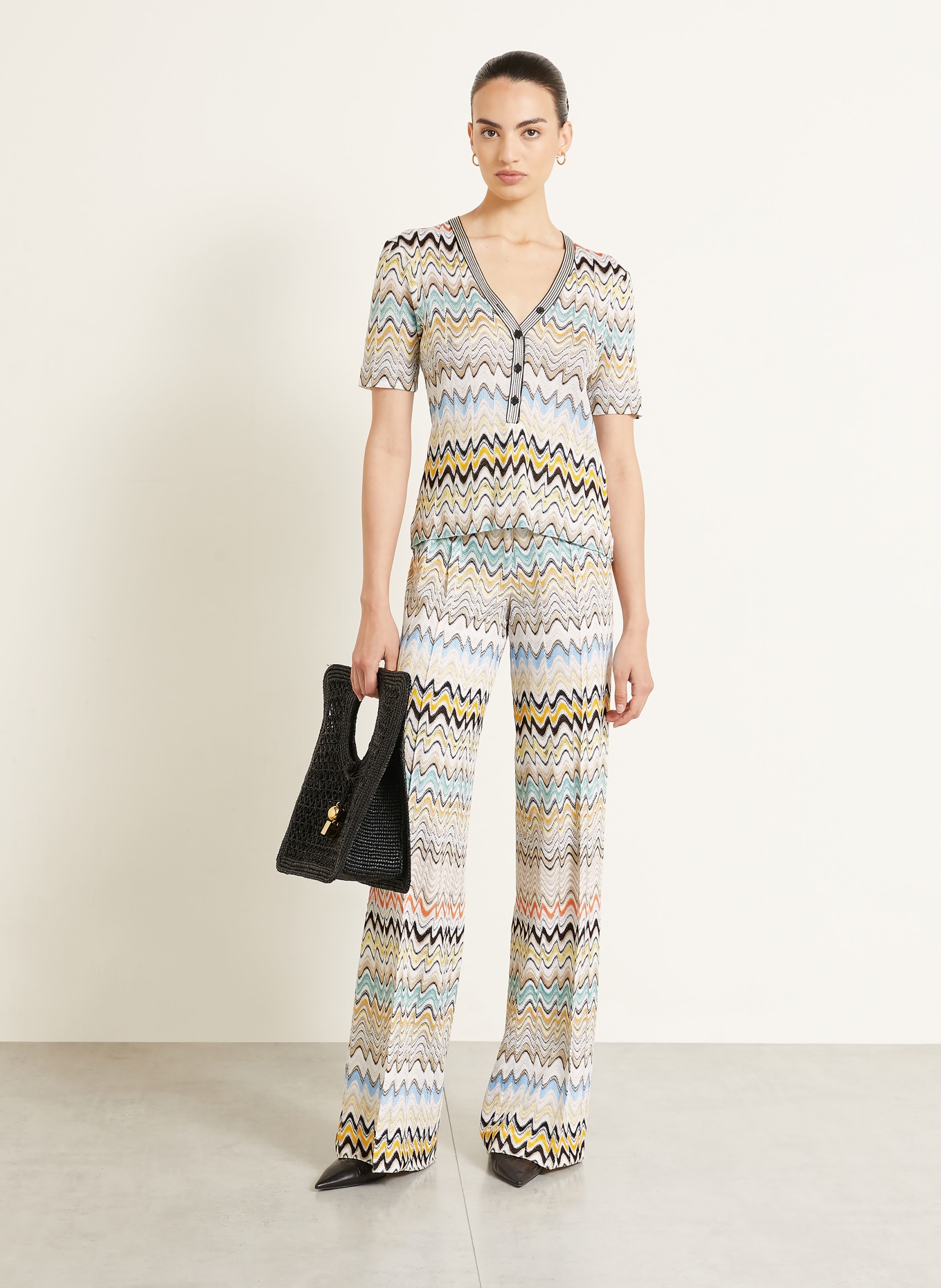 MISSONI Strickshirt: BEIGE / DUNKELBRAUN / ORANGE