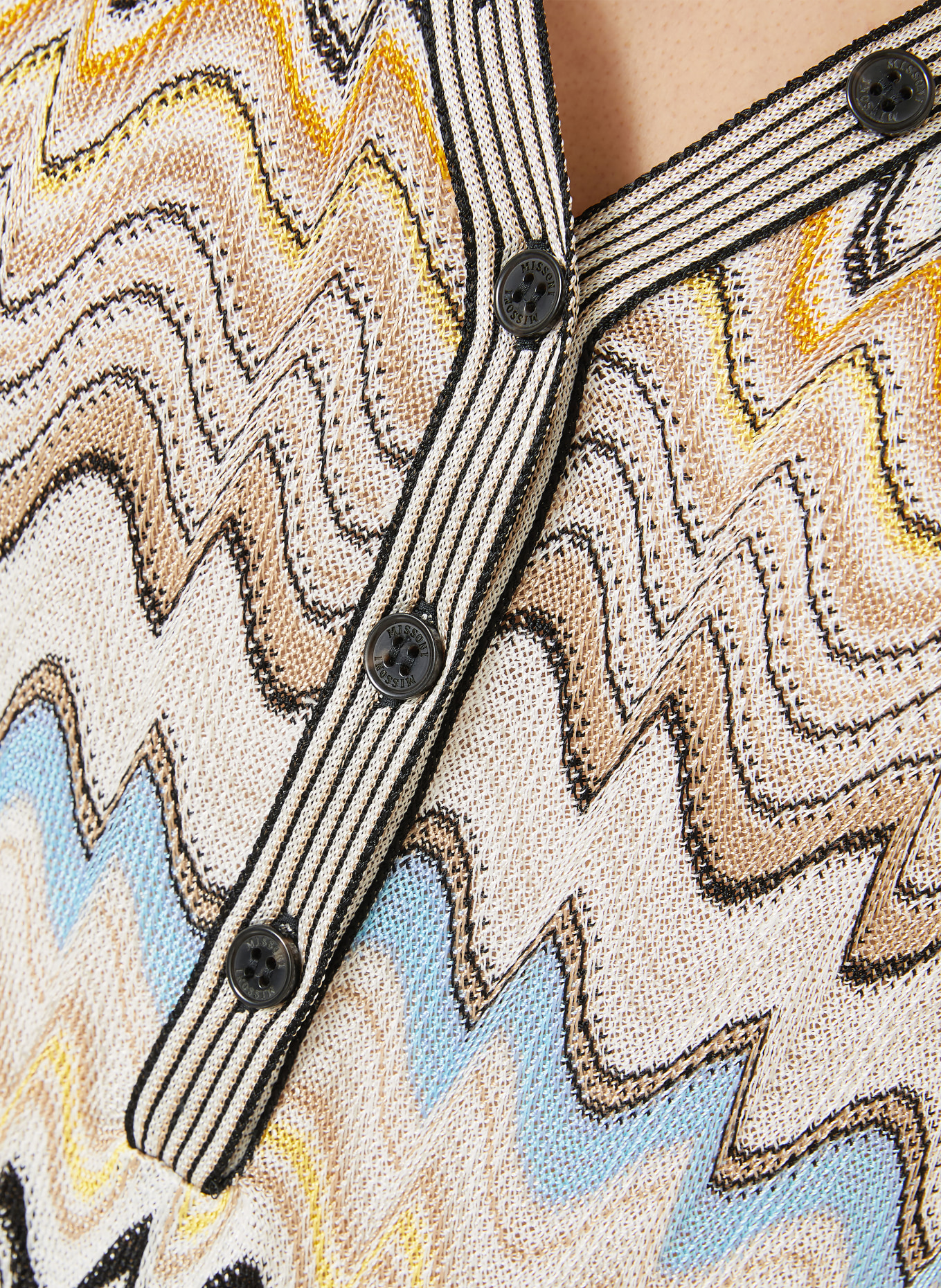 MISSONI Strickshirt: BEIGE / DUNKELBRAUN / ORANGE