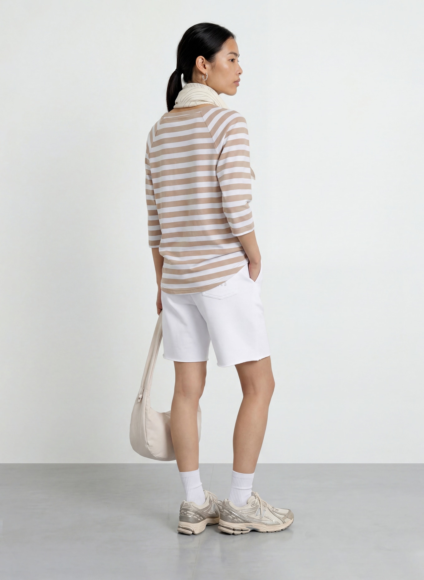 ELBSAND Shirt CELIN mit 3/4-Arm: WEISS / BEIGE