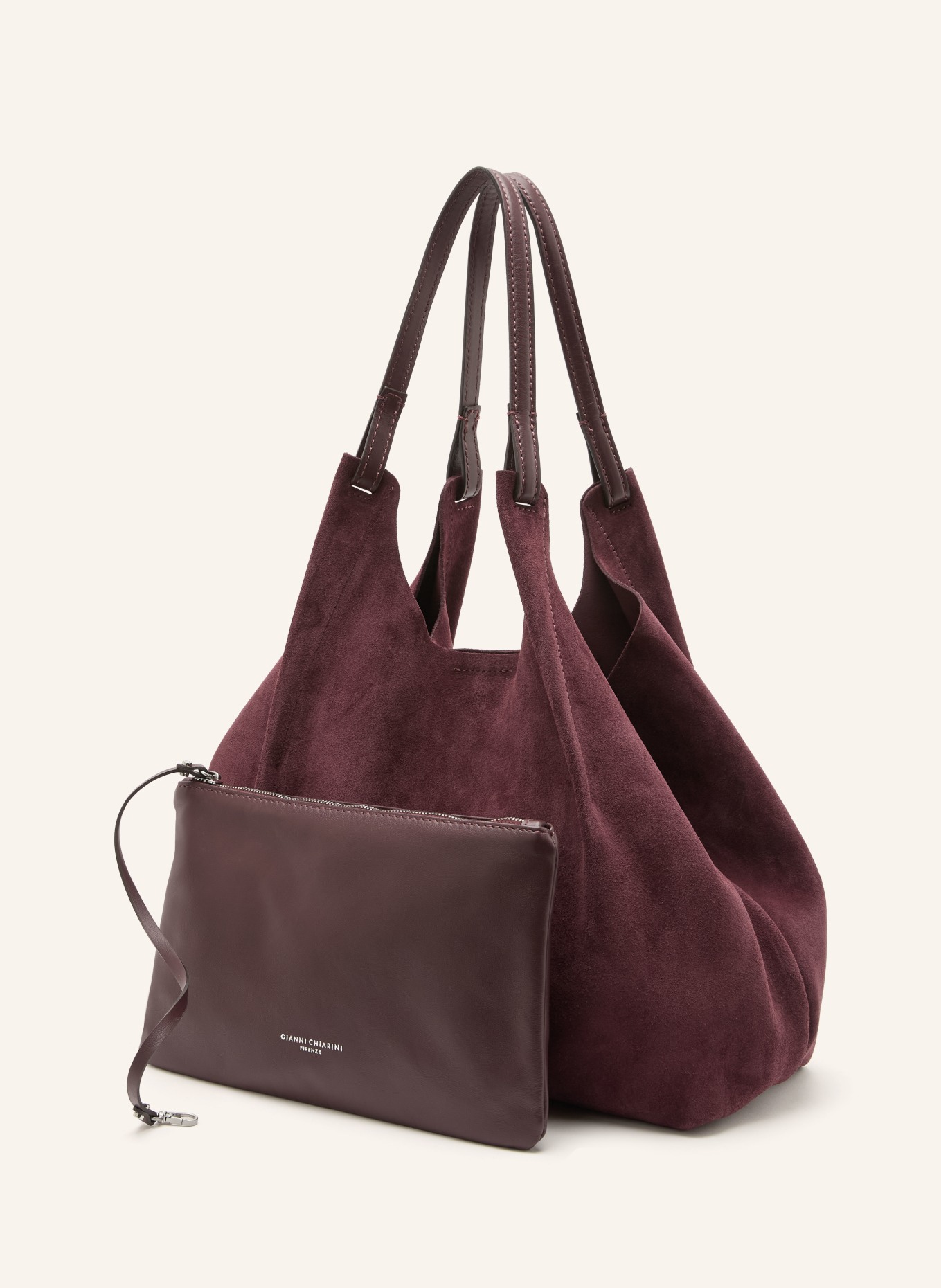 GIANNI CHIARINI Shopper DUA XL med lomme: MØRKERØD