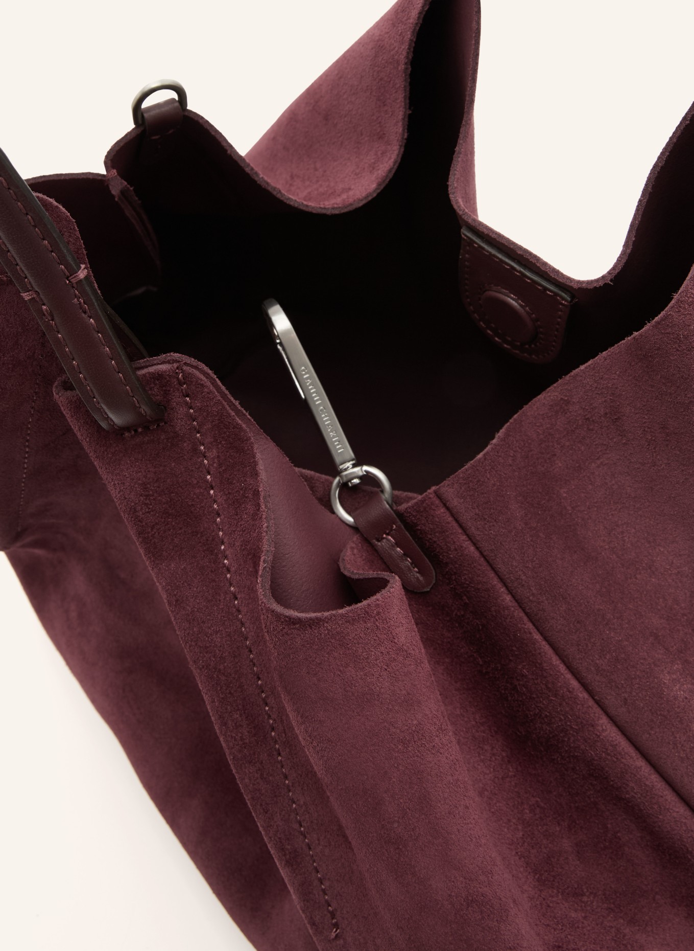 GIANNI CHIARINI Shopper DUA XL med lomme: MØRKERØD