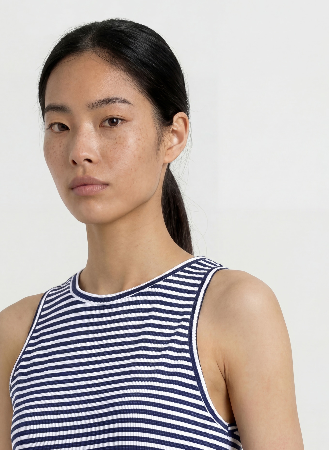 ELBSAND Top MAAVI: BLANC / BLEU FONCÉ