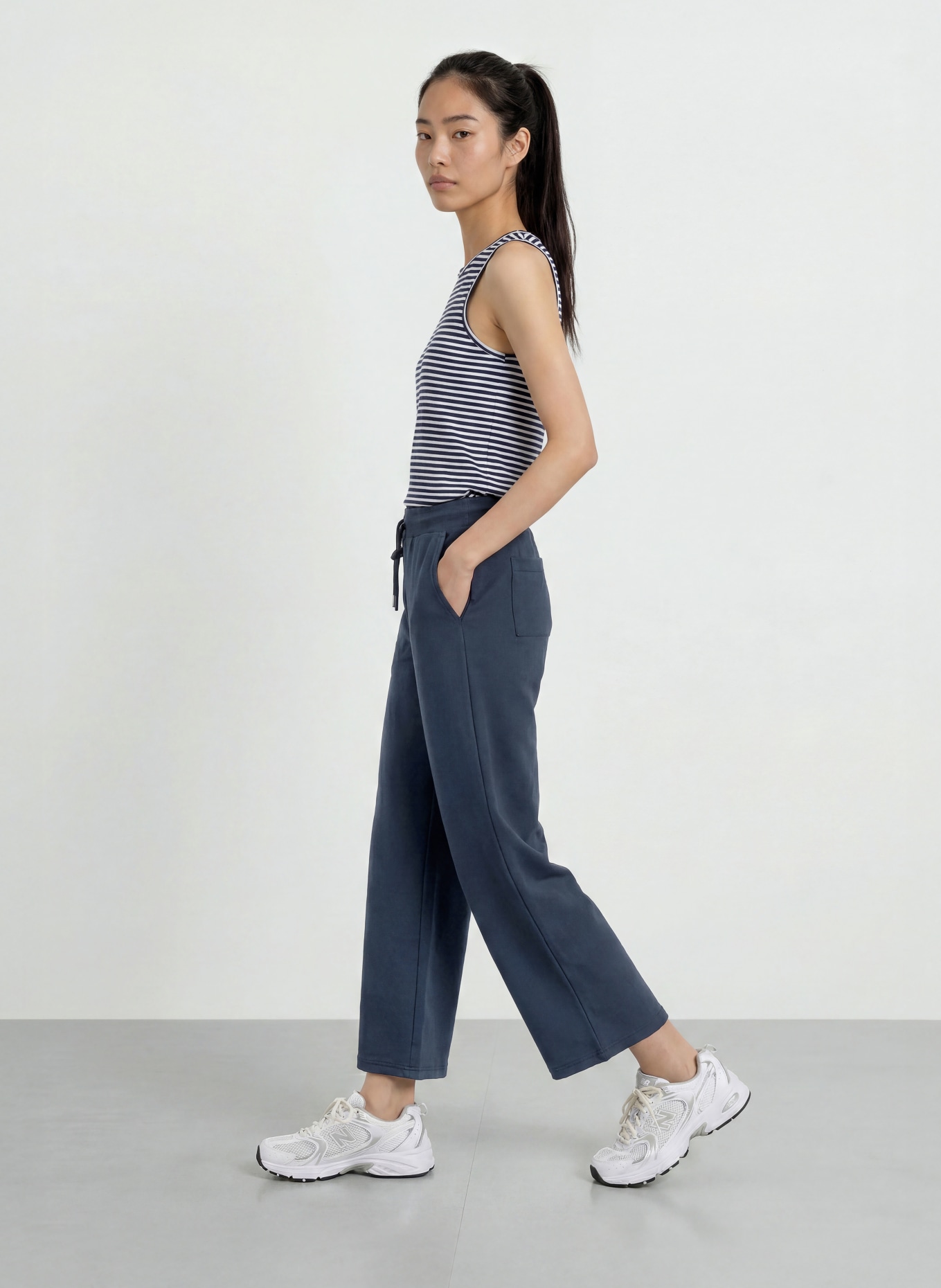 ELBSAND Pantalon 7/8 SANNA en jersey: BLEU FONCÉ