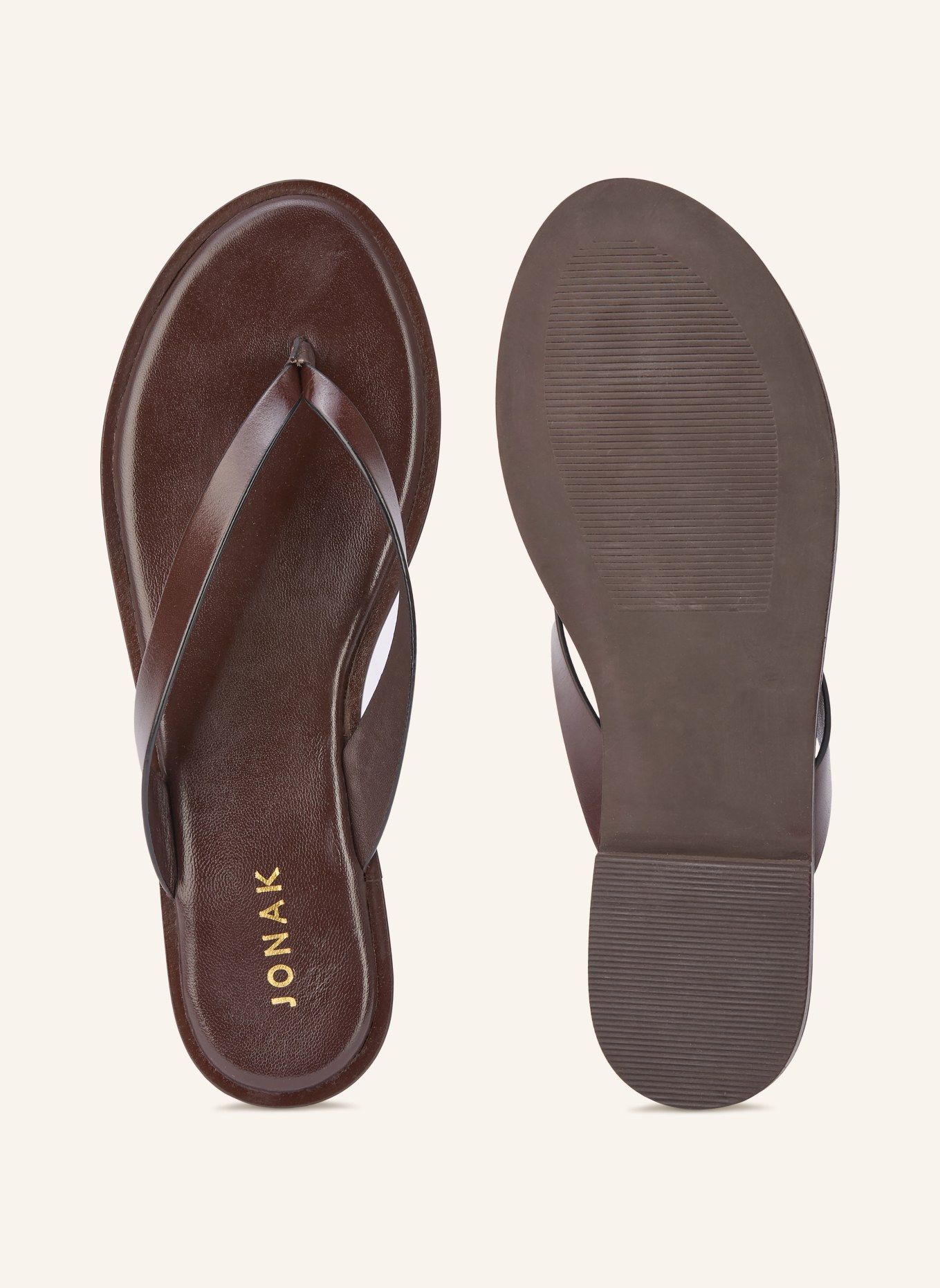 JONAK WITTY Thong sandals: DARK BROWN