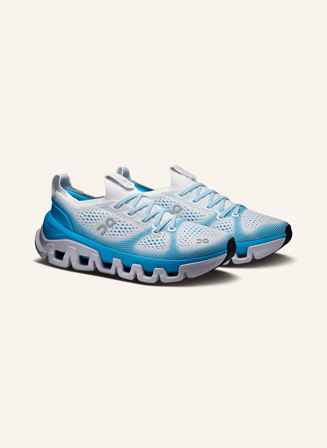 On CLOUD X TEMPO Training Shoes: WHITE / LIGHT BLUE