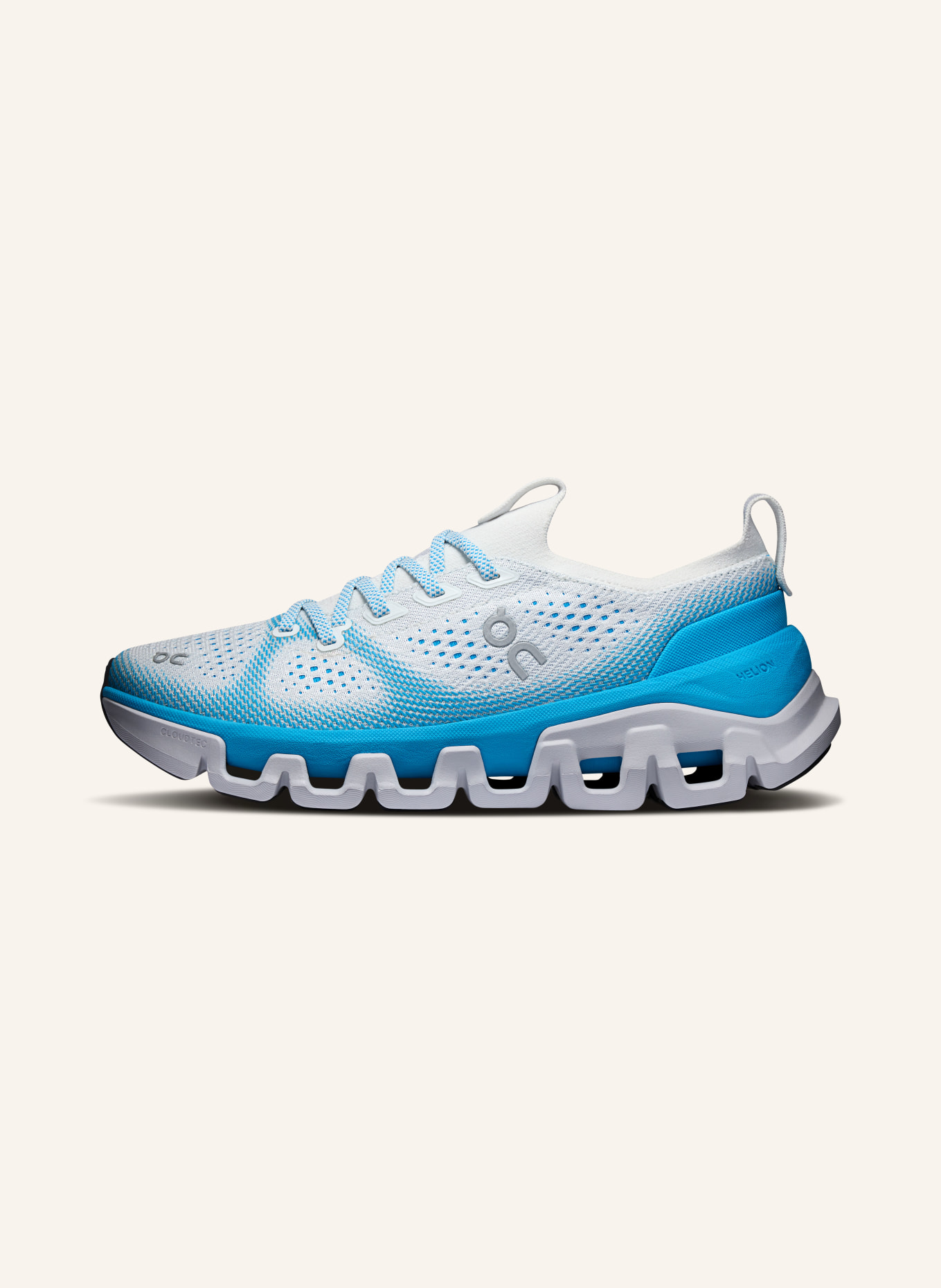 On CLOUD X TEMPO Training Shoes: WHITE / LIGHT BLUE