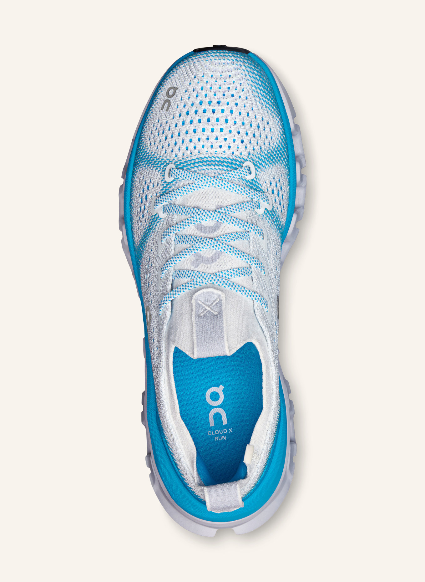 On CLOUD X TEMPO Training Shoes: WHITE / LIGHT BLUE