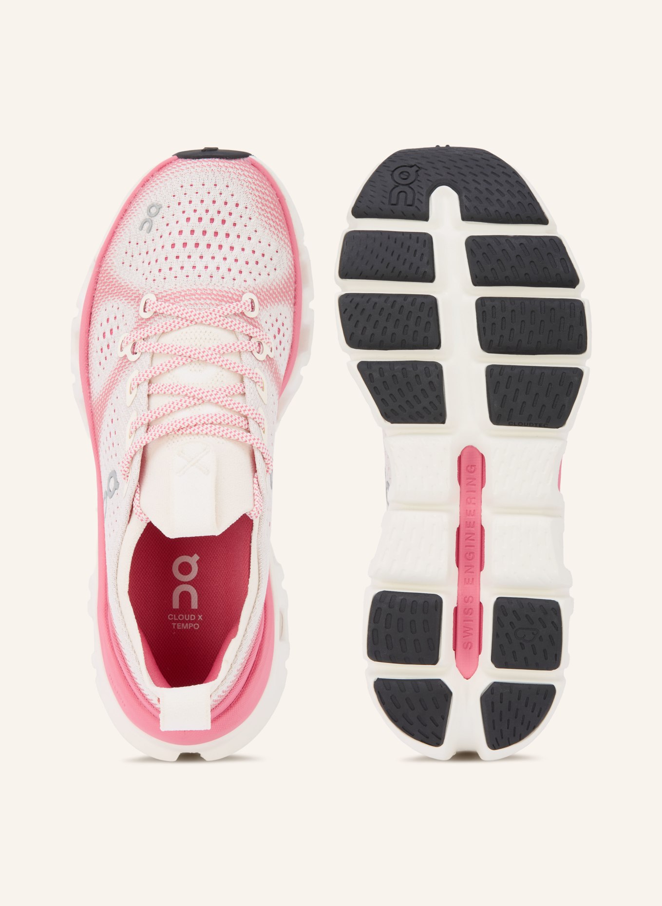 On Trainingsschoenen CLOUD X TEMPO: WIT / ROZE