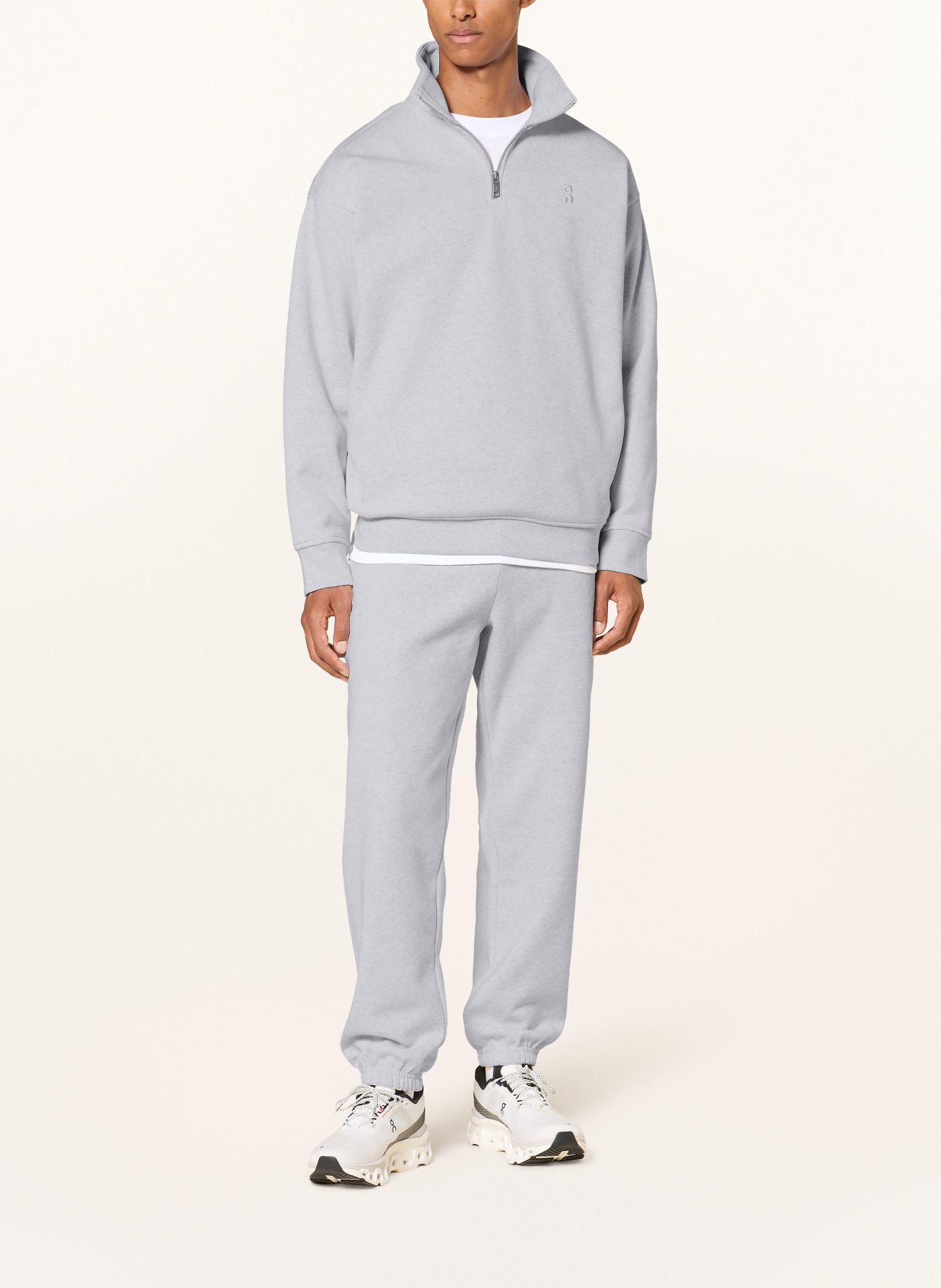 On Pull sweat col zippé: GRIS CLAIR